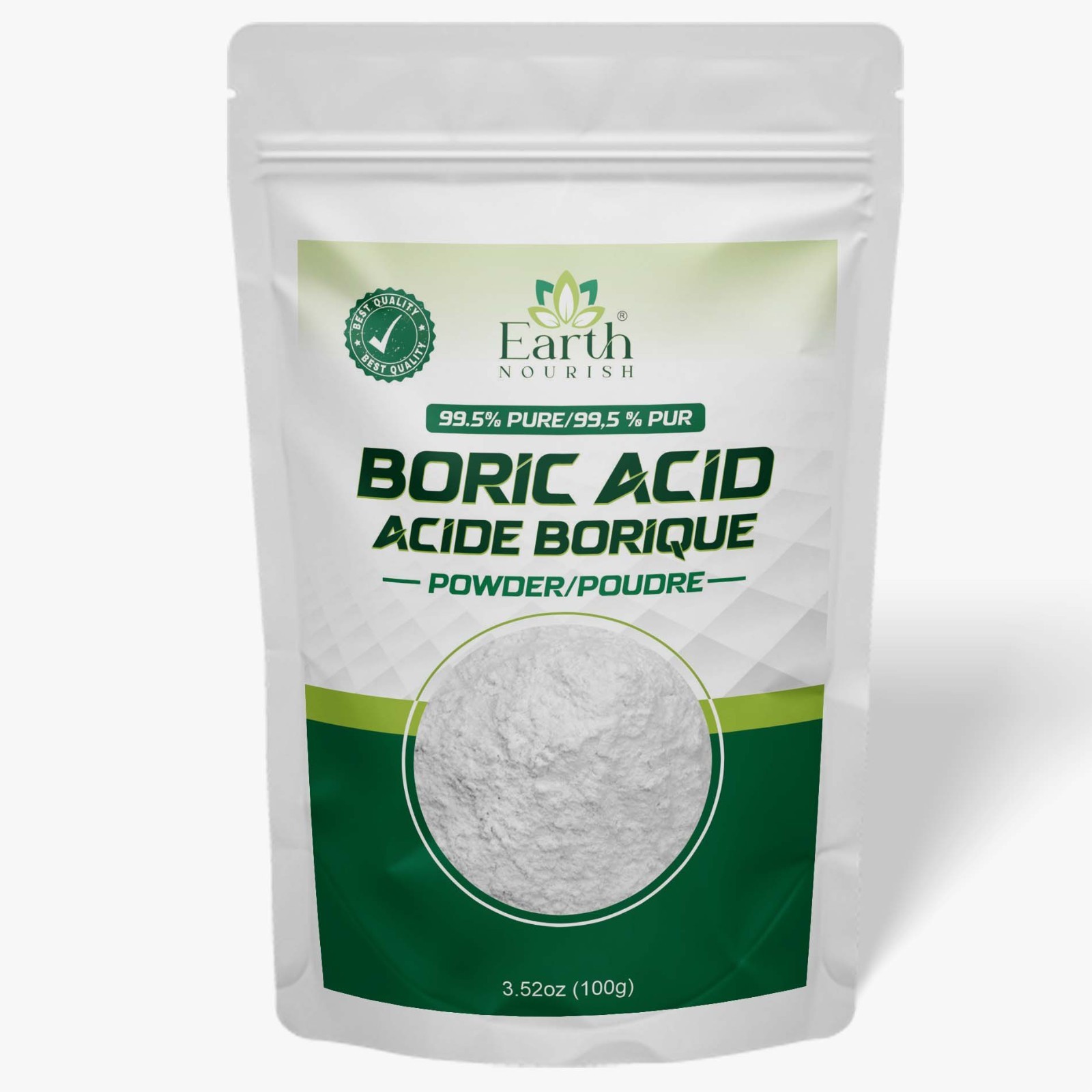 Earth Nourish Boric Fine Powder – 3.52 Oz / 100g Pack of 1 – Pack of 4