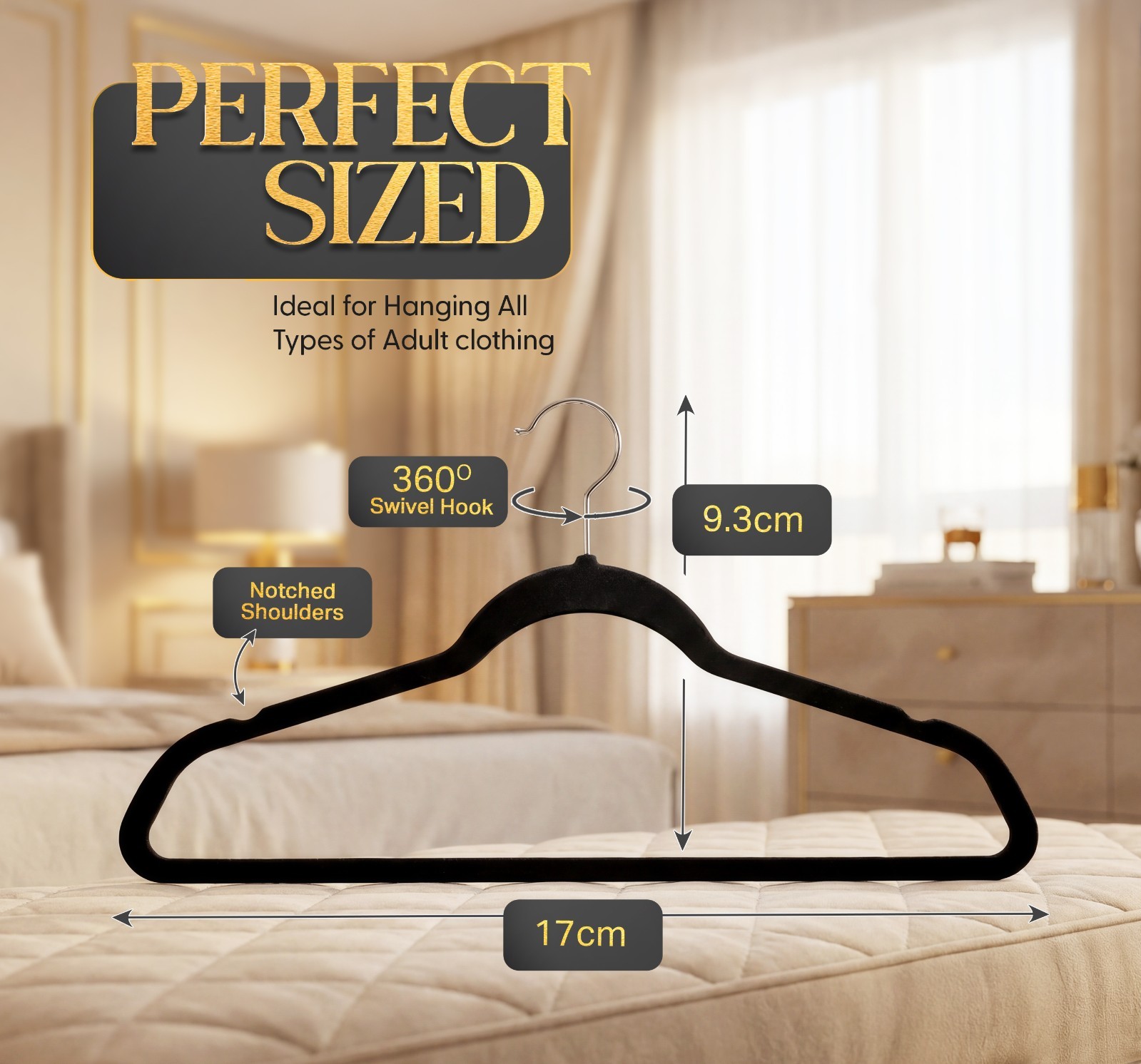 Beddora Velvet Hangers Heavy Duty Non-Slip Space Saving Closet