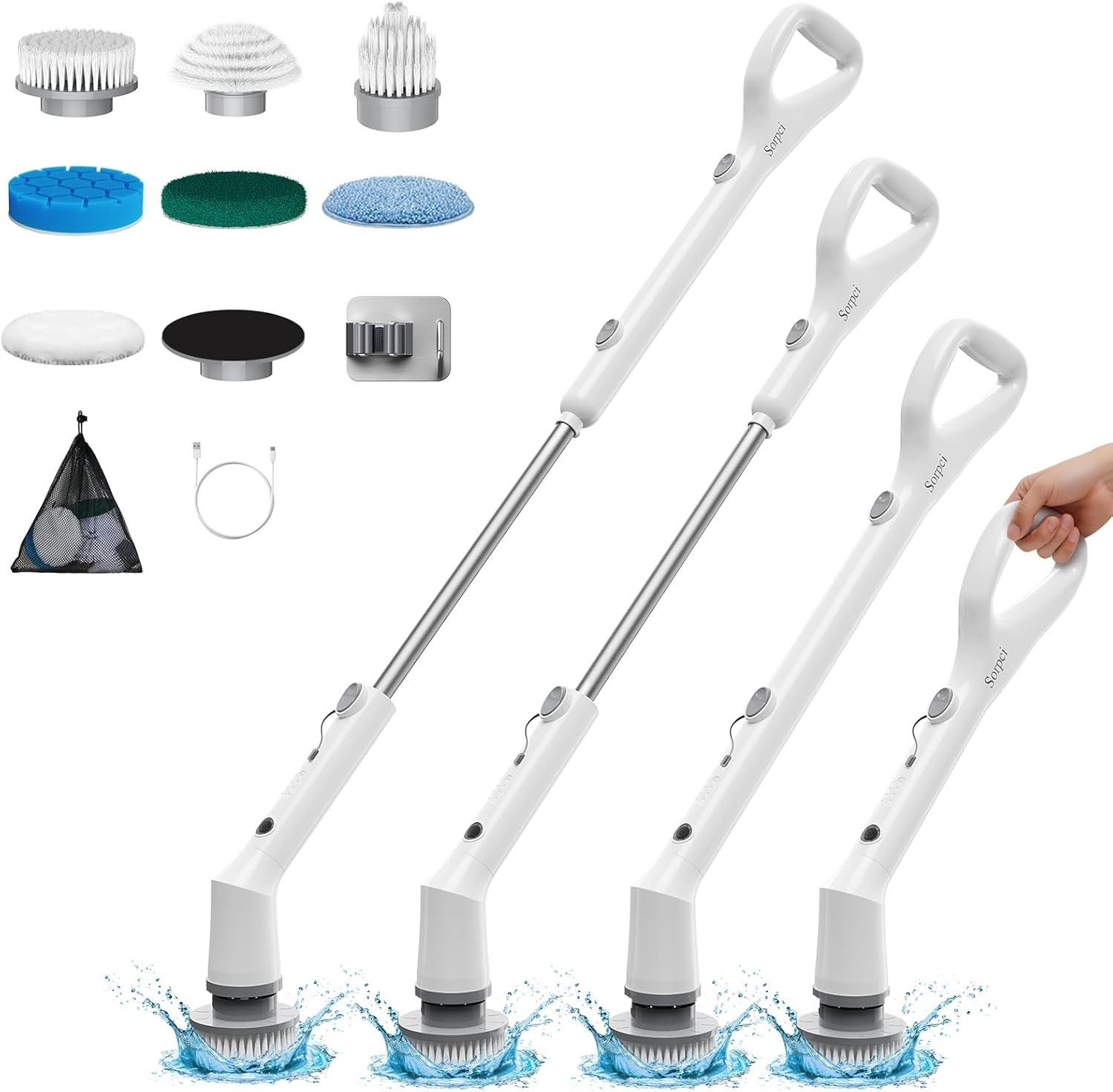 Cordless Electric Spin Scrubber 7 Heads Power Cleaning Brush Bathroom Tub Tile