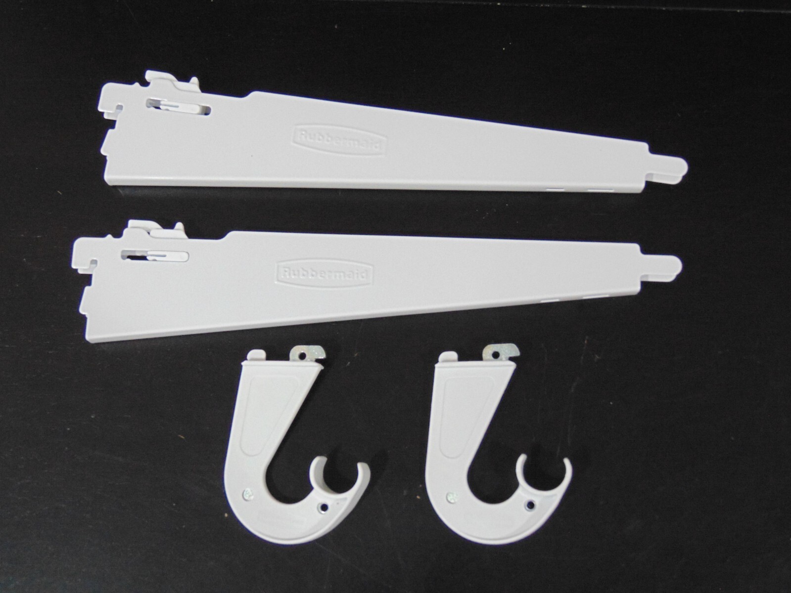2 Rubbermaid 12.5” Shelf Bracket Double Slot Configuration & 2 Rod Hanger Closet