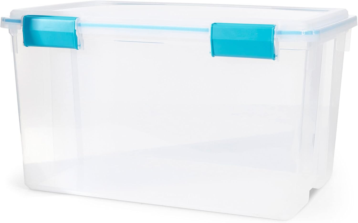 54 Quart Clear Storage Box with Blue Latches – 8 Pack