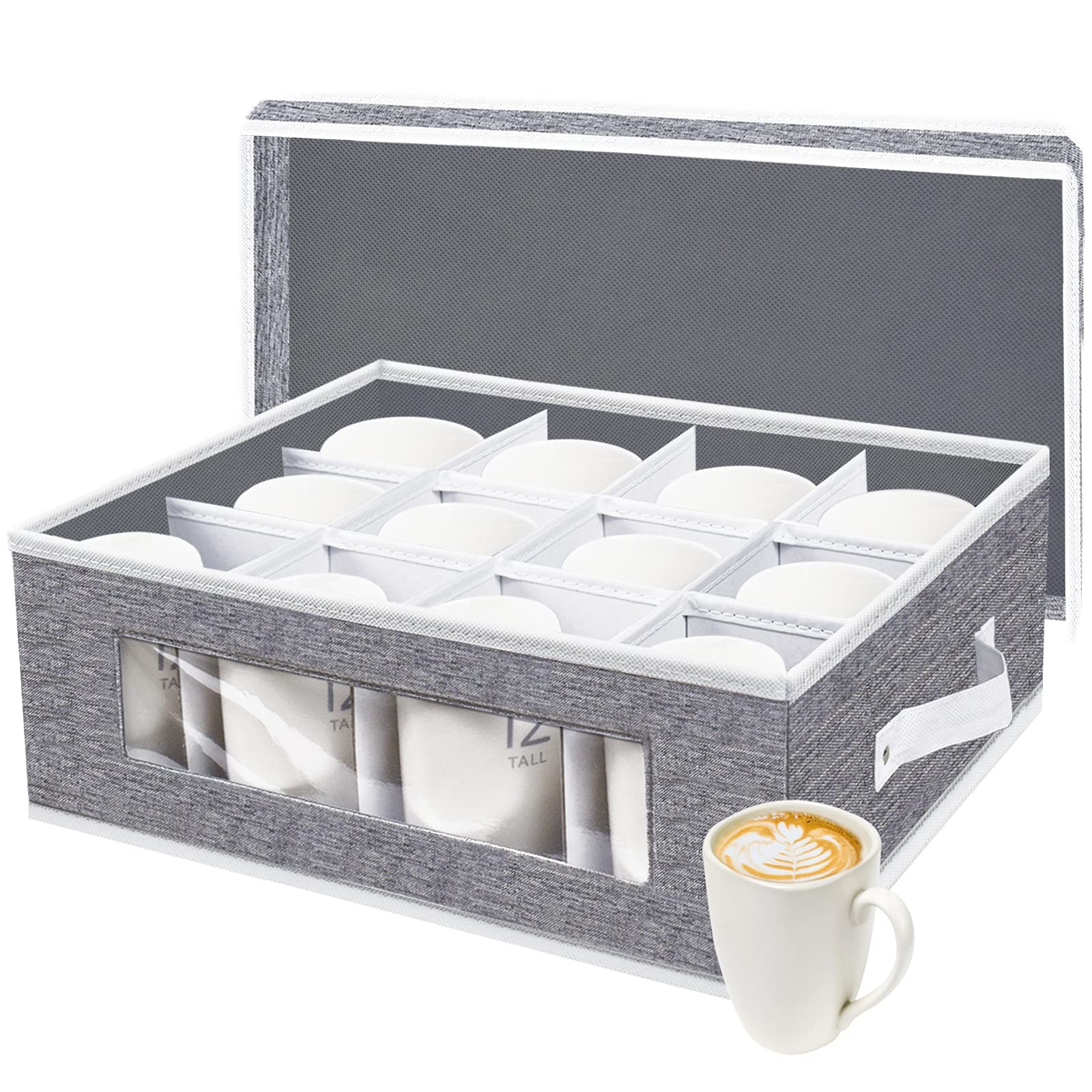 homyfort Mug Storage Box, China Containers Organizer Hard Shell Grey