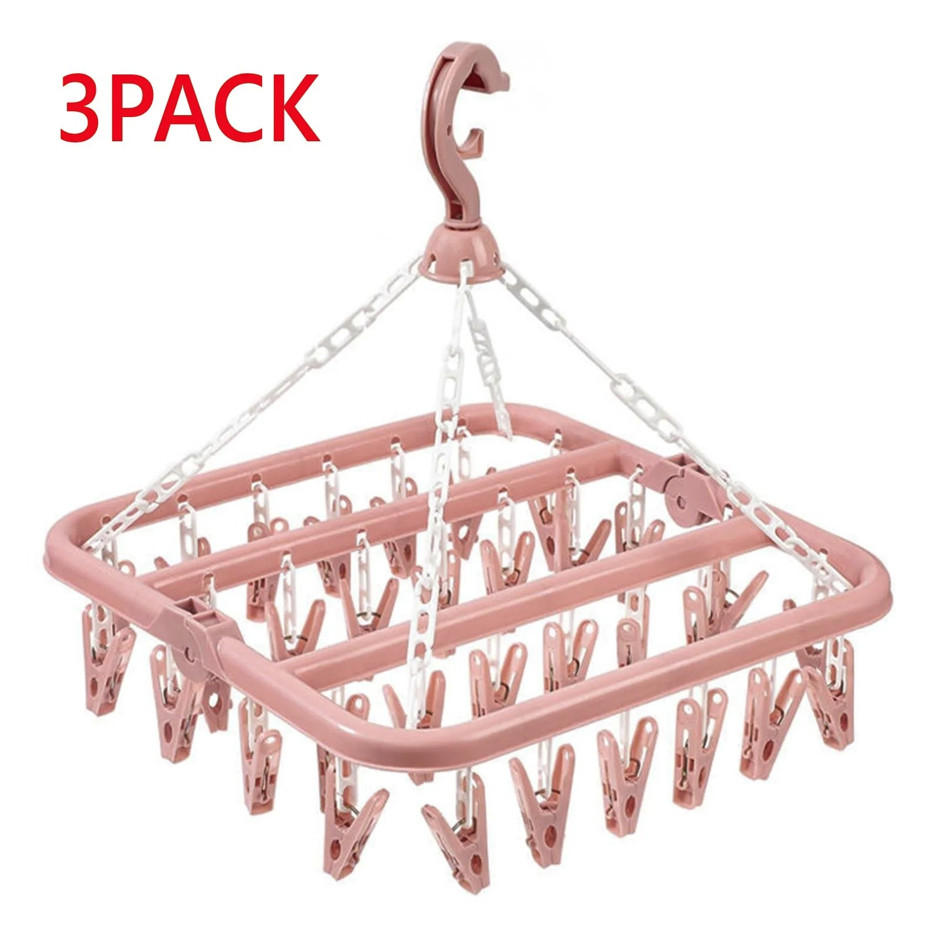 1pc Folding Drying Rack w/ 32 Clips – Portable Hanger for Socks & Underwear