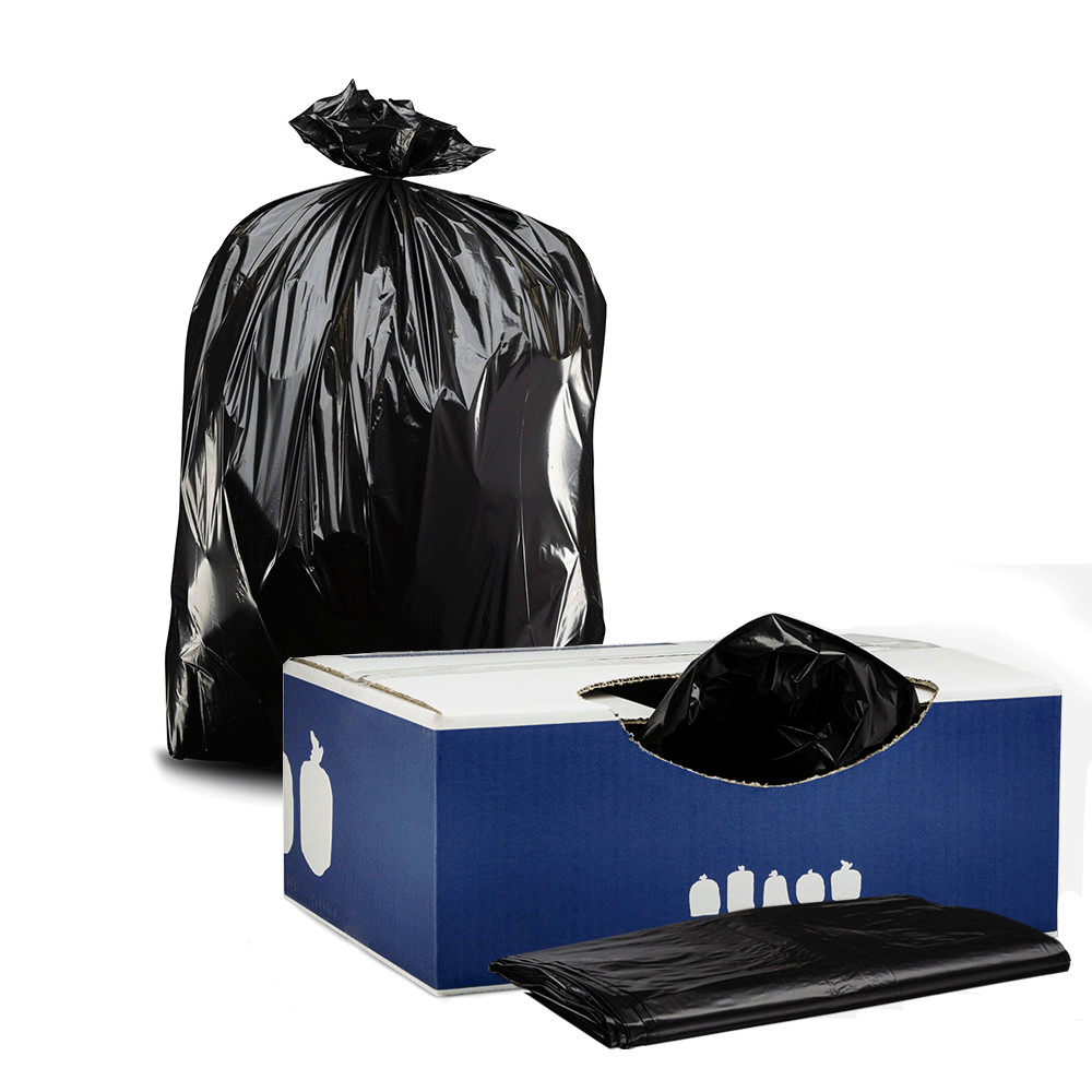 Plasticplace 65 Gallon Black Heavy Duty Trash Bags, 50 Count