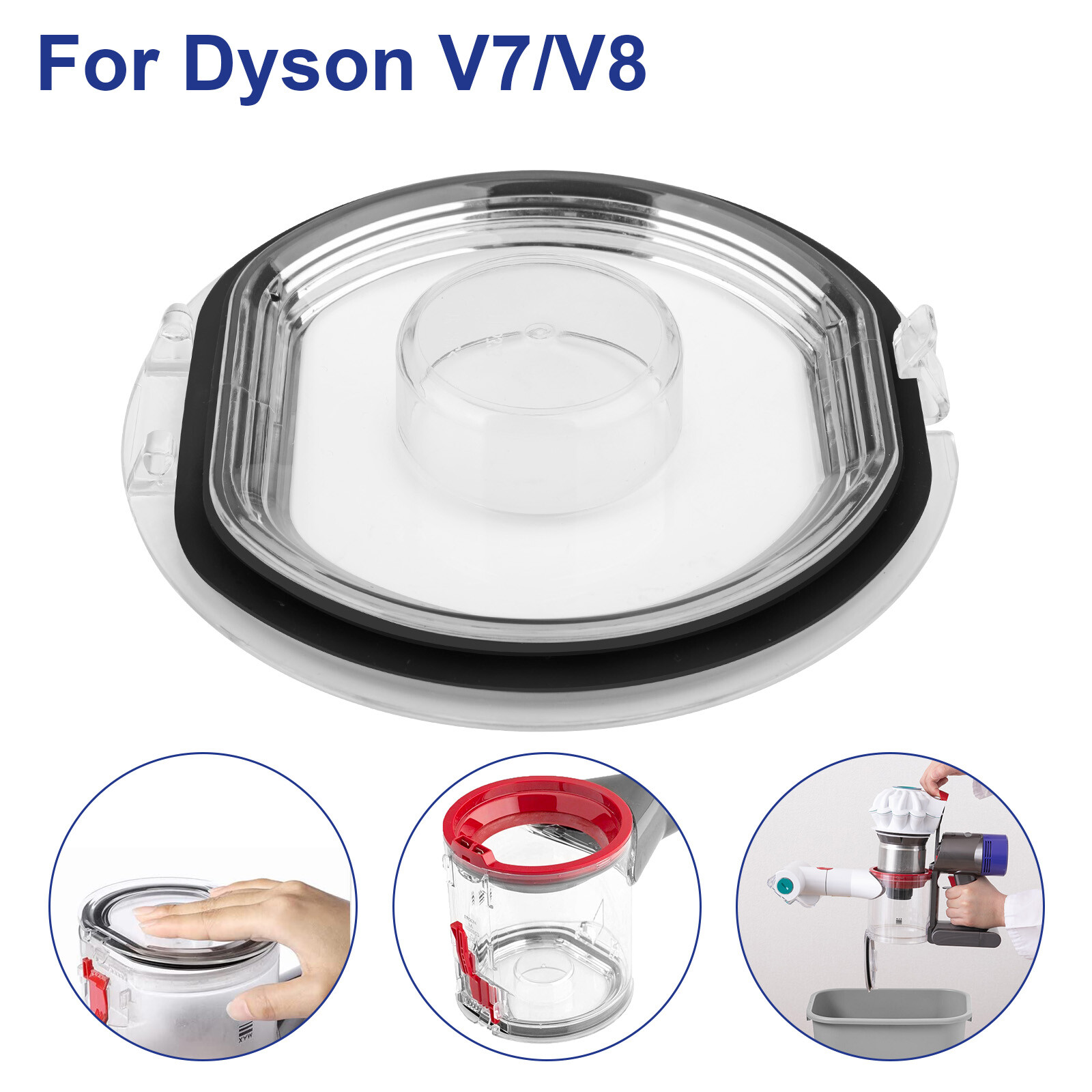 Dust Bin Lid Cap Replacement Parts For Dyson V7/V8 Vacuum Cleaner W/Seling Ring