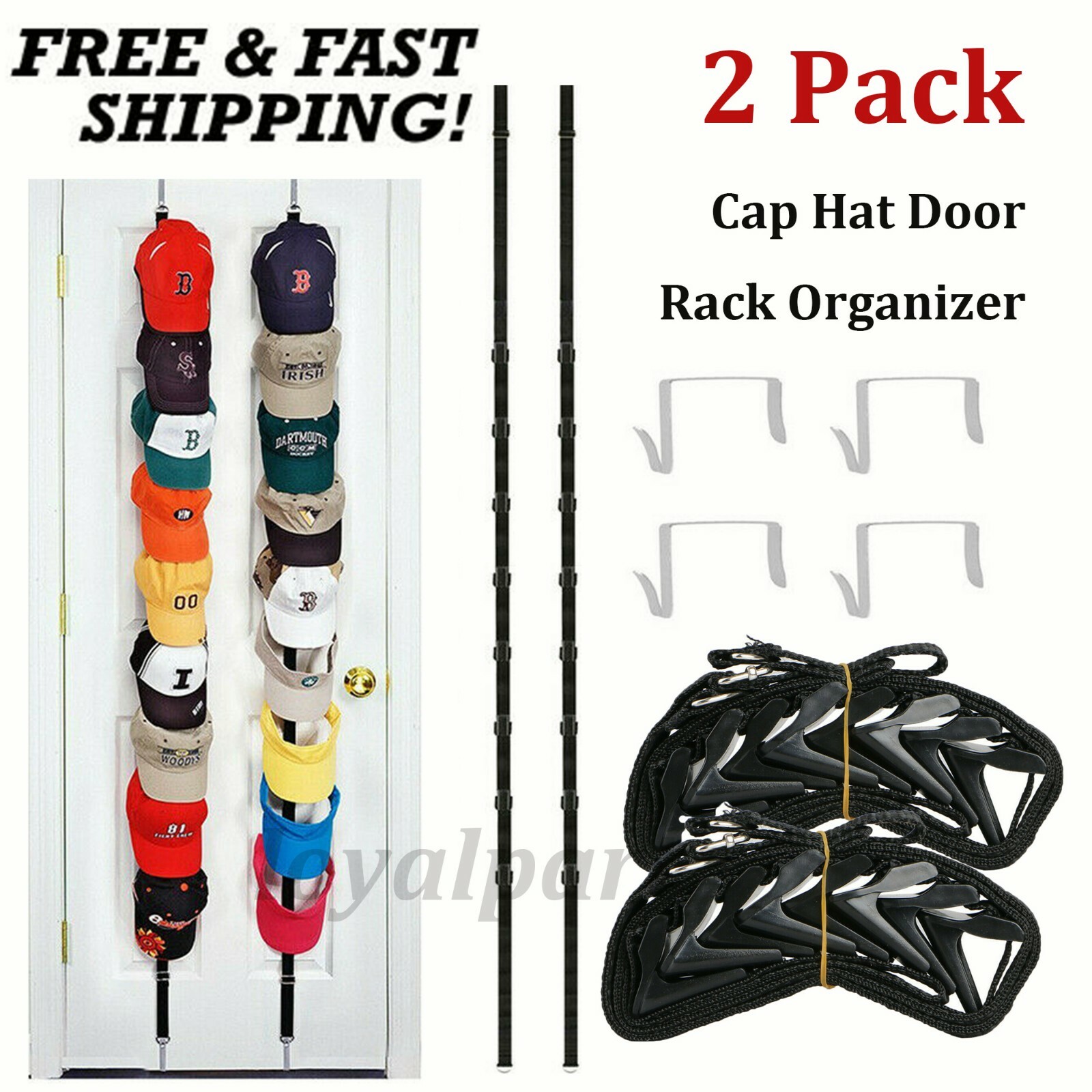 2× Cap Rack Closet Hanger Baseball Hat Wall Door Holder Hook Storage Organizer