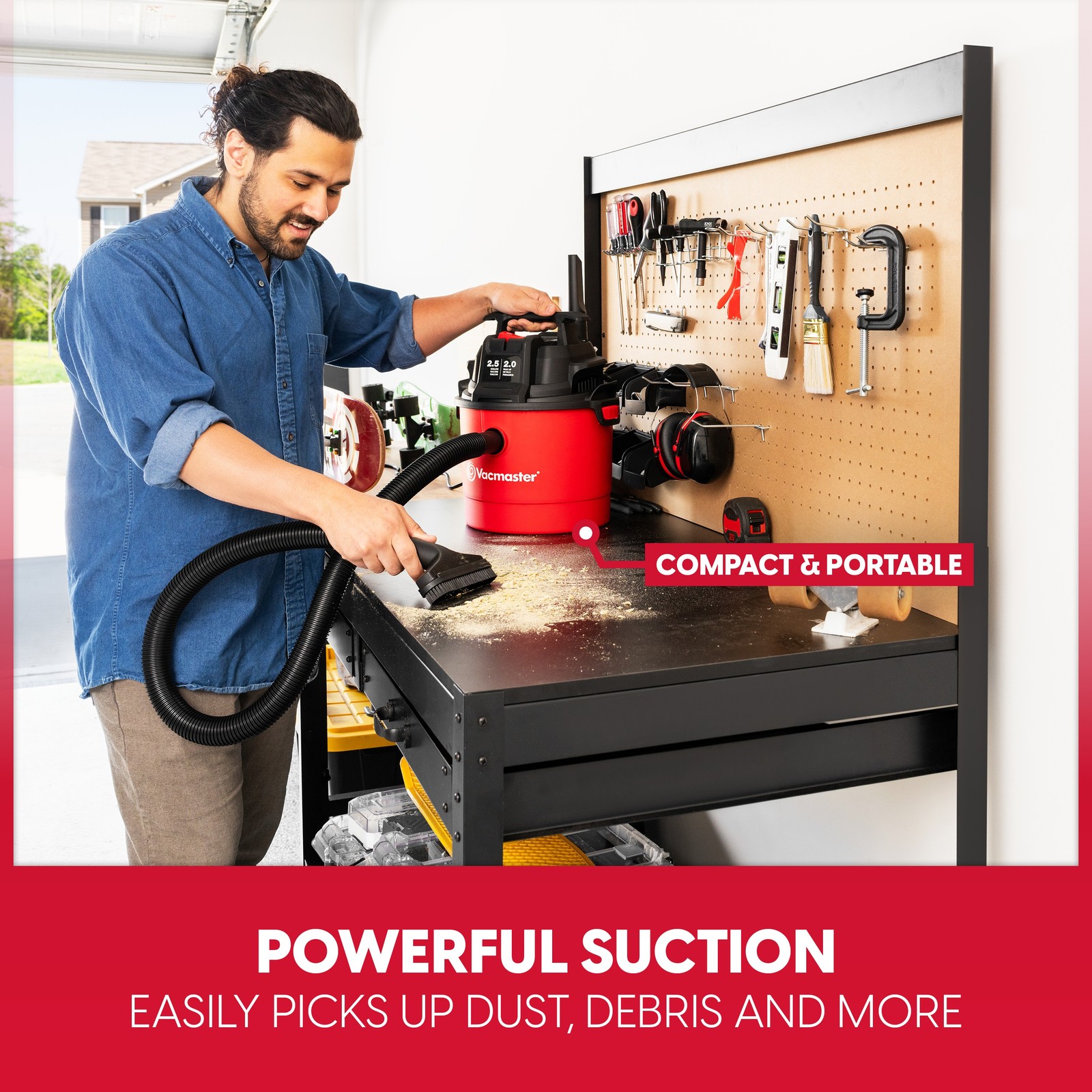 Vacmaster Wet/Dry Vacuum Cleaner, 2.5 Gallon 9kPa Wall Mount with Blower