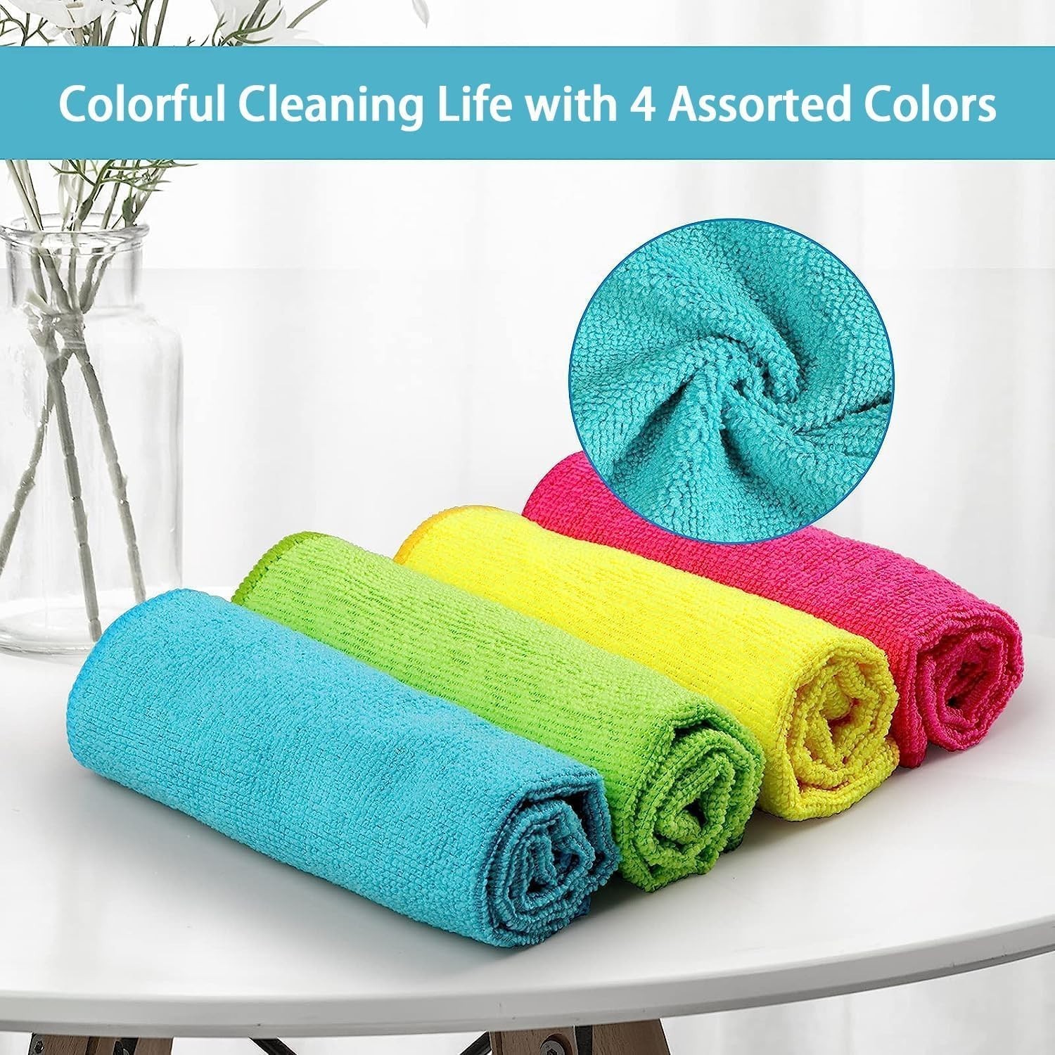 Ultra-Soft Microfiber Cleaning Rags, 12 Pack – Perfect for Home & Auto Care