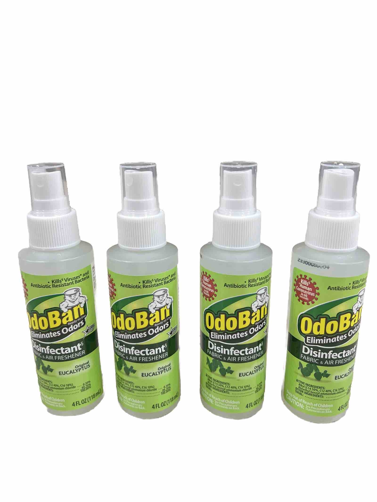 OdoBan Disinfectant Spray & Air Freshener – Eucalyptus – 4 Oz Each (4 PACK)