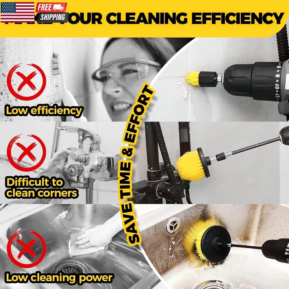 6Pack Drill Brush Power Scrubber Cleaning Brush Extended Long Attachment Set All