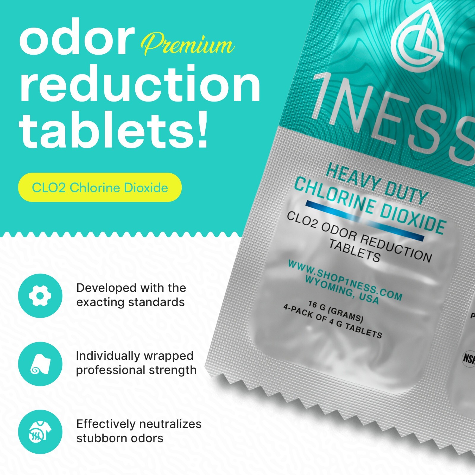 1ness Premium Heavy Duty Odor Eliminator Tablets (4pk)
