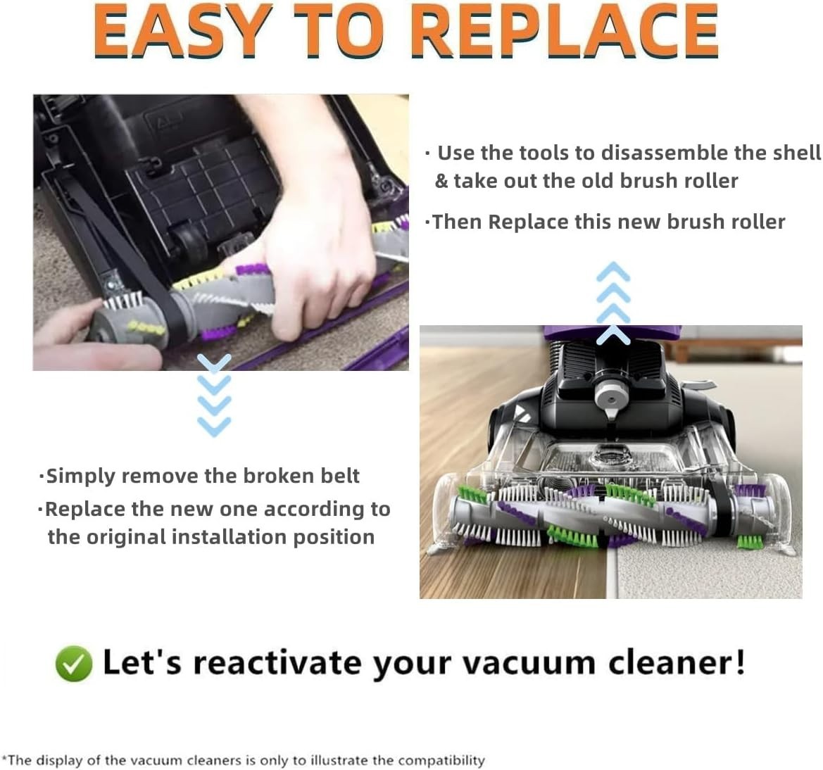 Vacuum Cleaner Brush Roll Belts for Bissell Cleanview Swivel Pet Parts 2252 2254