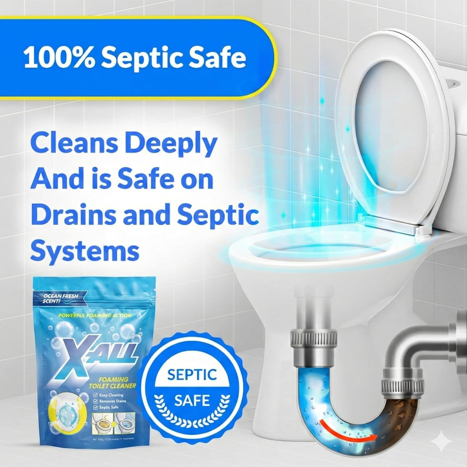 Foaming Toilet Cleaner, Self-Activating Powder for Deep Cleaning, Fights Stai…