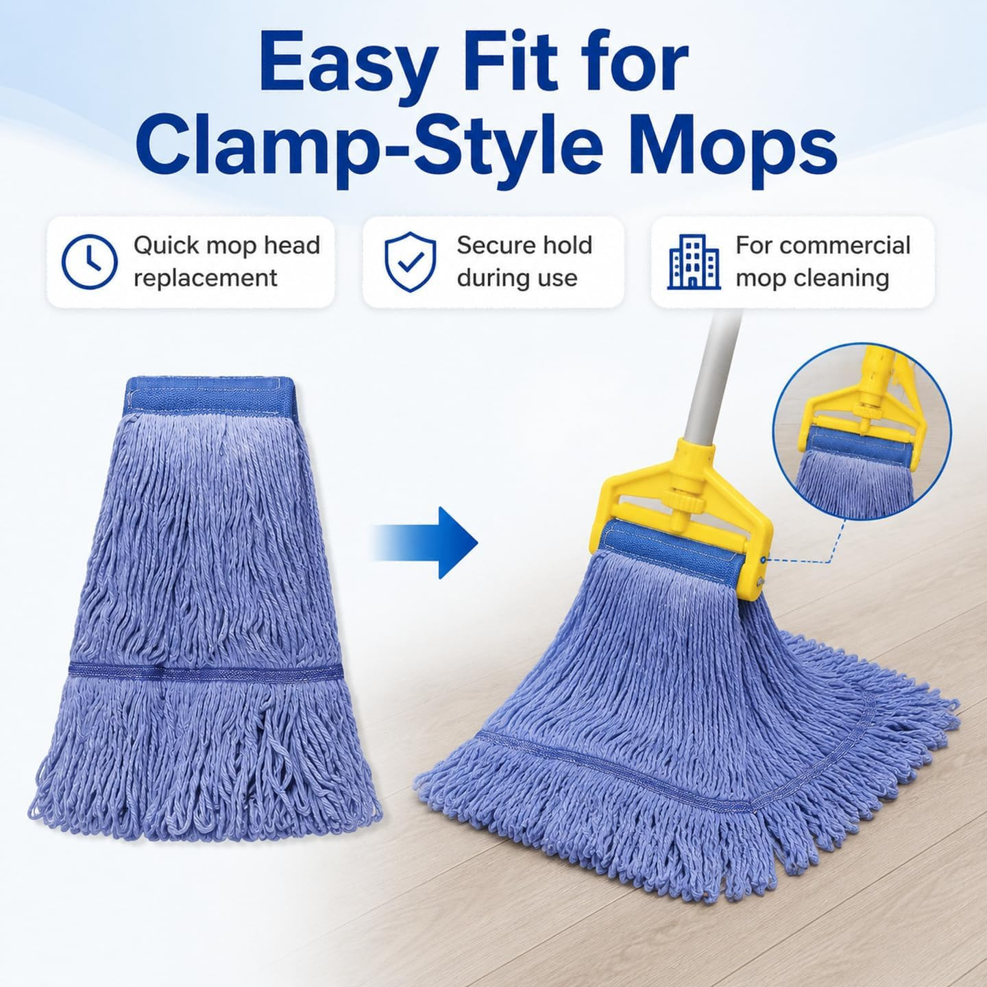 2 Pack Mop Head Replacement, Cleaning Heavy Duty Mop Head Commercial Replacement