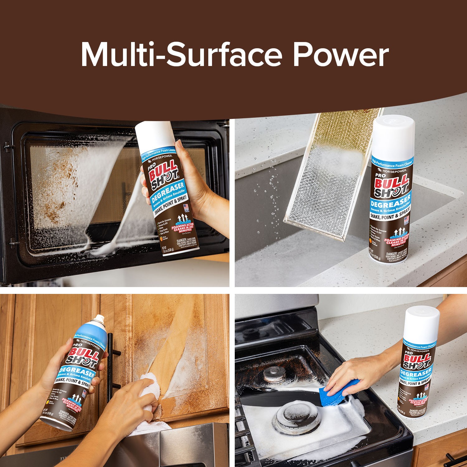 Bull Shot Degreaser Pro Foaming Grime Remover Spray Made in USA