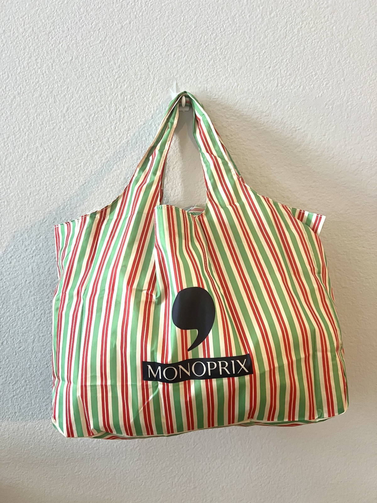Monoprix French Reusable Grocery Shopping Bag-New-Candy Stripe-Bonjour! Paris!