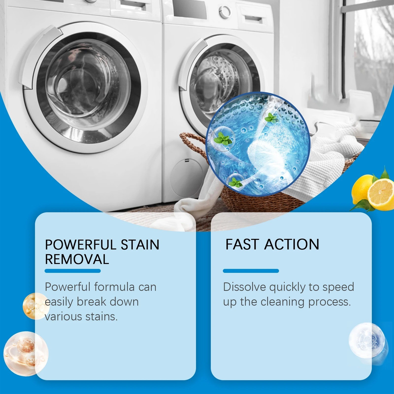 12PCS Washing Machine Cleaner Tablets Deep Clean No Residue All Models