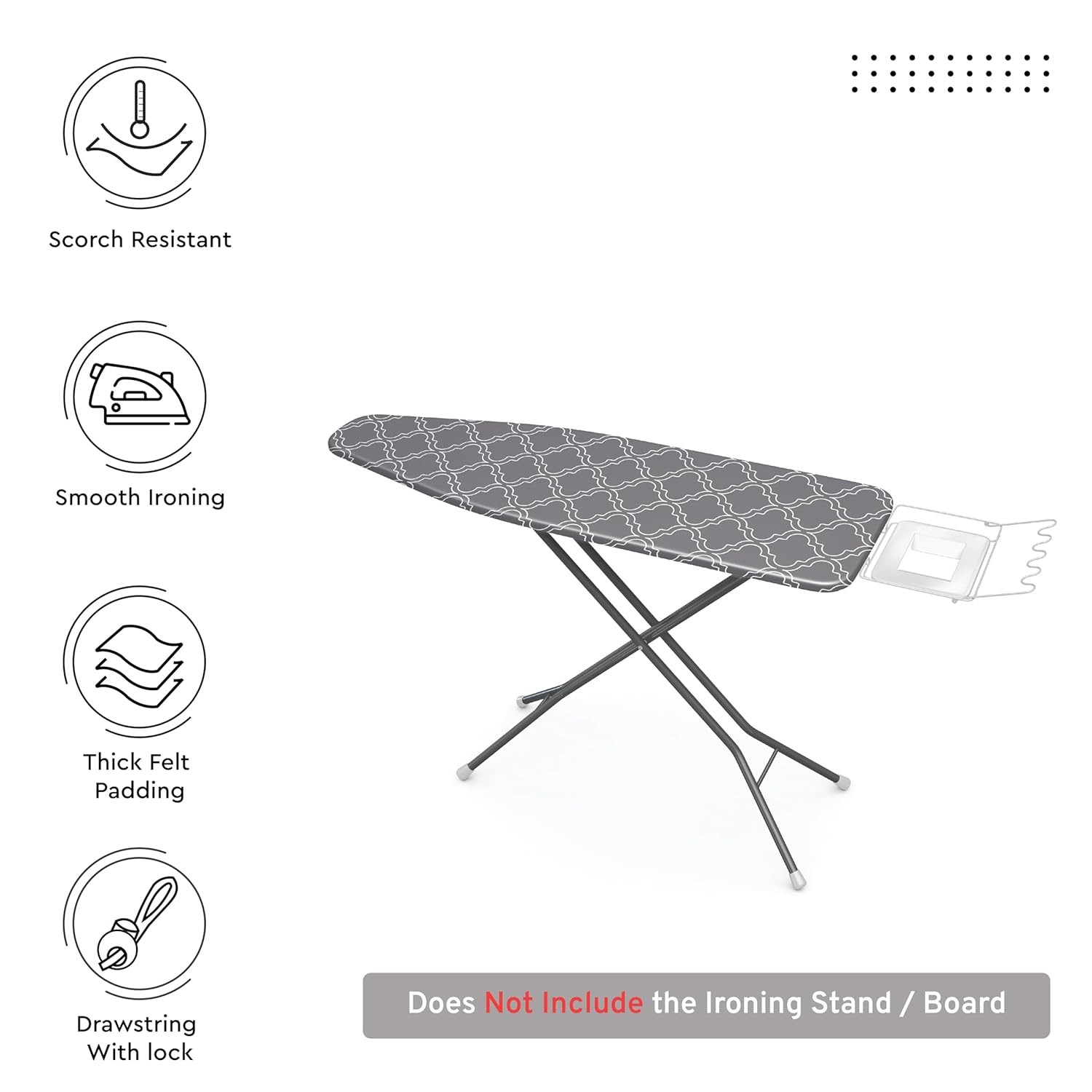 Grey Tiles Thick Felt Ironing Board Cover Pad 42″x14″ Scorch Resistant