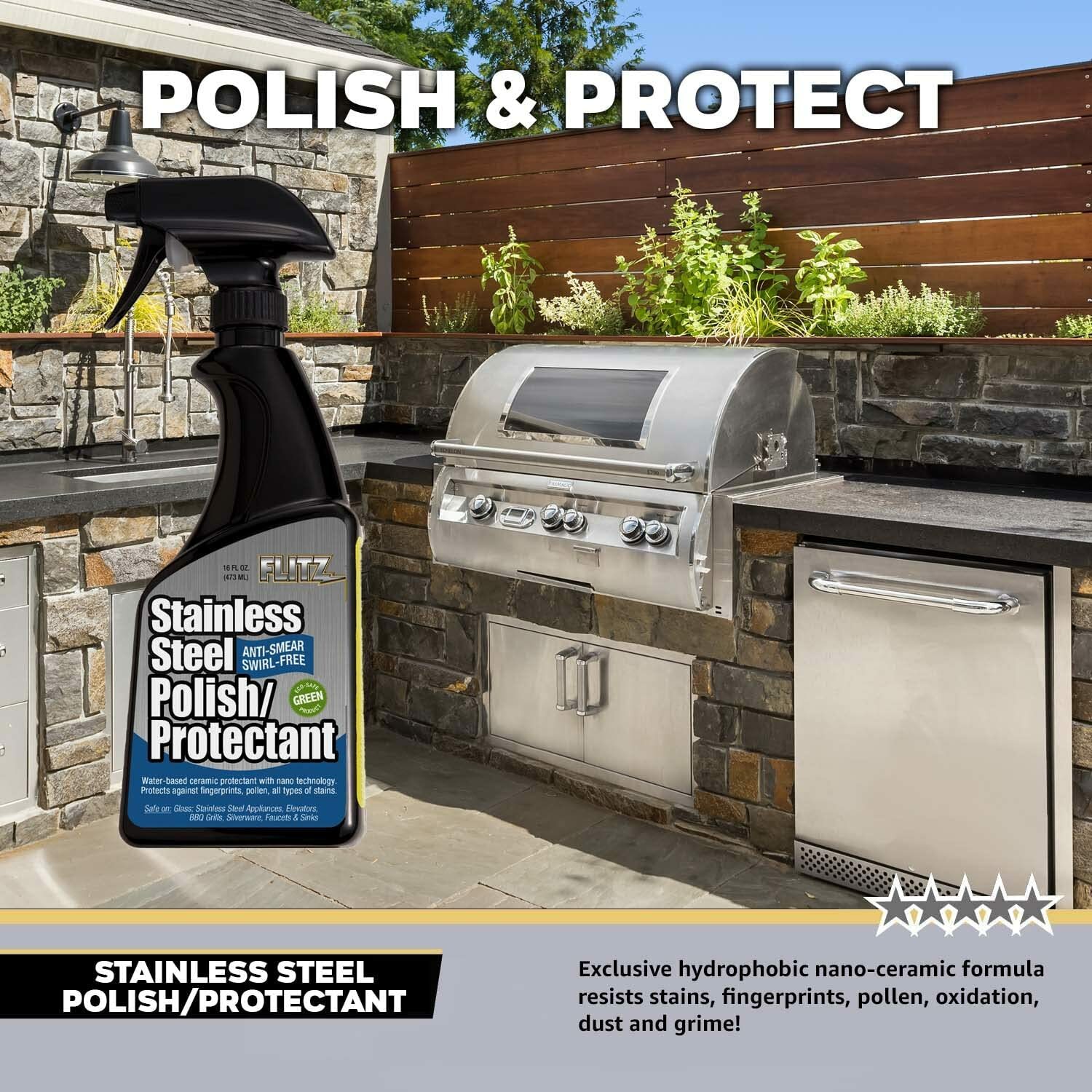 FLITZ Stainless Steel Polish & Protectant 32oz/946ml Spray Bottle (SEE VIDEO)