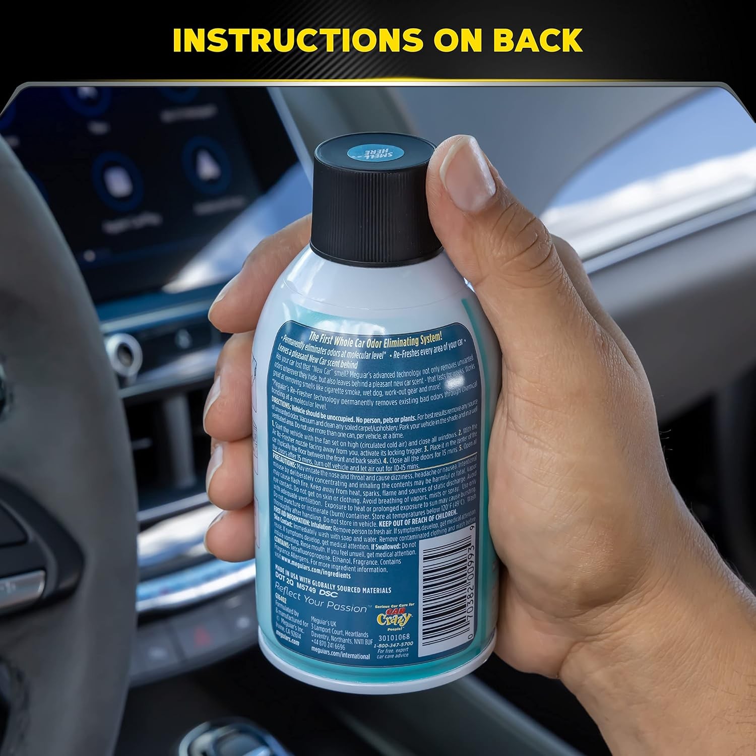 Meguiar’s Whole Car Air Re-Fresher Odor Eliminator Mist, New Car Scent, 2 fl oz.
