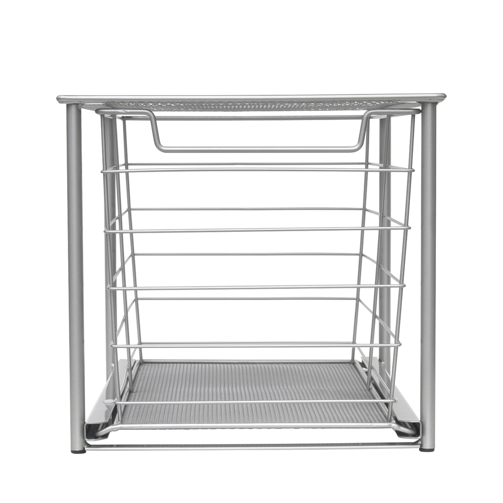 Large Stackable Slide-Out Drawer Organizer, Satin Nickel, 15″ x 10 ” X 9.3″