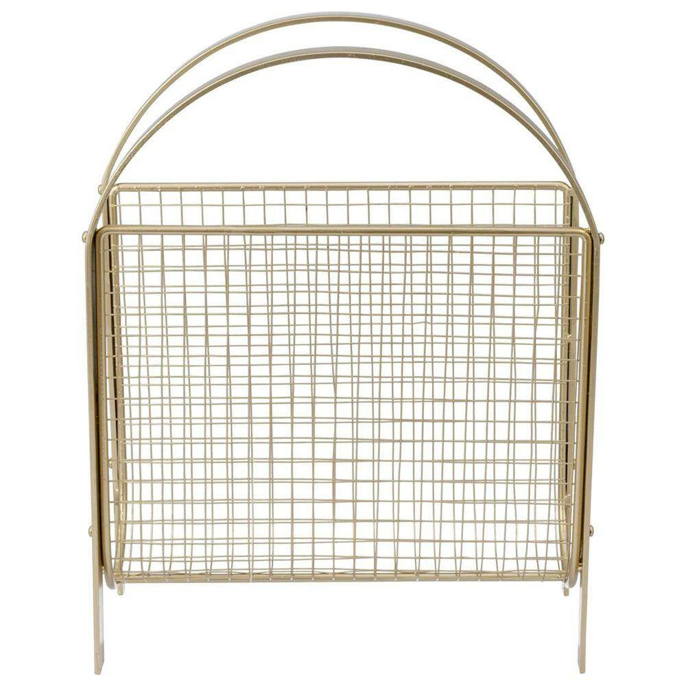 Gold 11.5 In. X 15 In. Metal Freestanding Magazine Rack