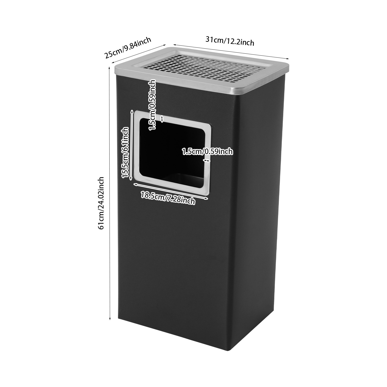 Trash Can 12.2*9.84*24.02in Garbage Can Indoor&Outdoor Trash Can for Kitchens