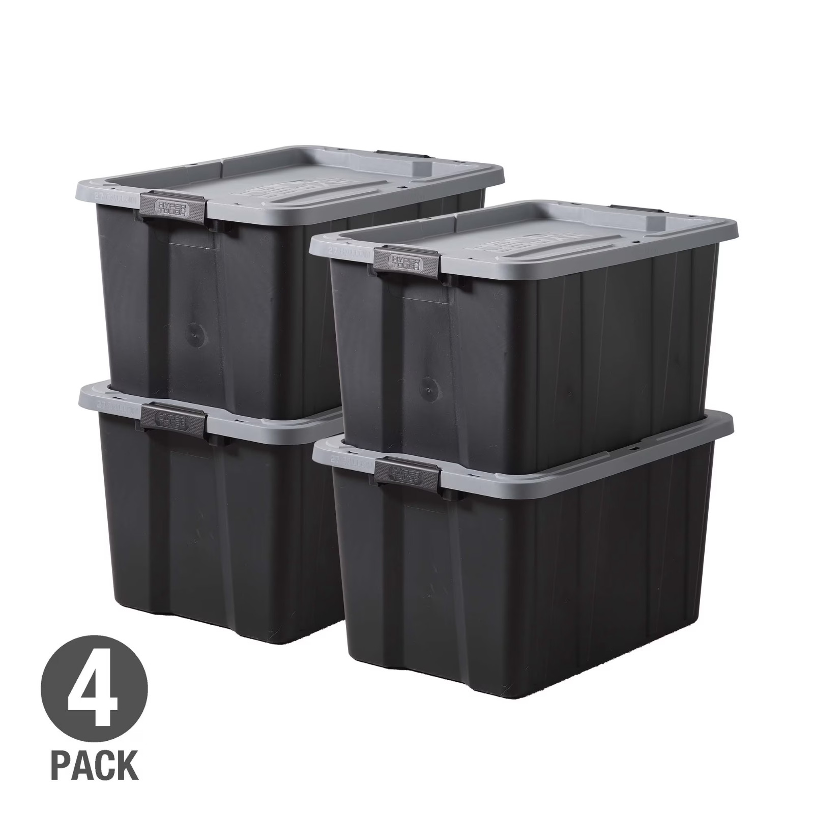 Hyper Tough 27 Gallon Large Heavy Duty Storage Bins with Lids, 4 Pack