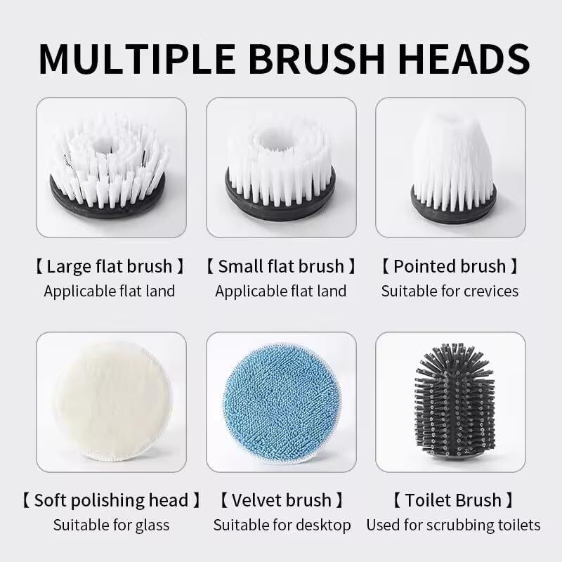 Electric Cleaning Scrubbers- Cleaning Brush with 6 Replaceable Brush Heads