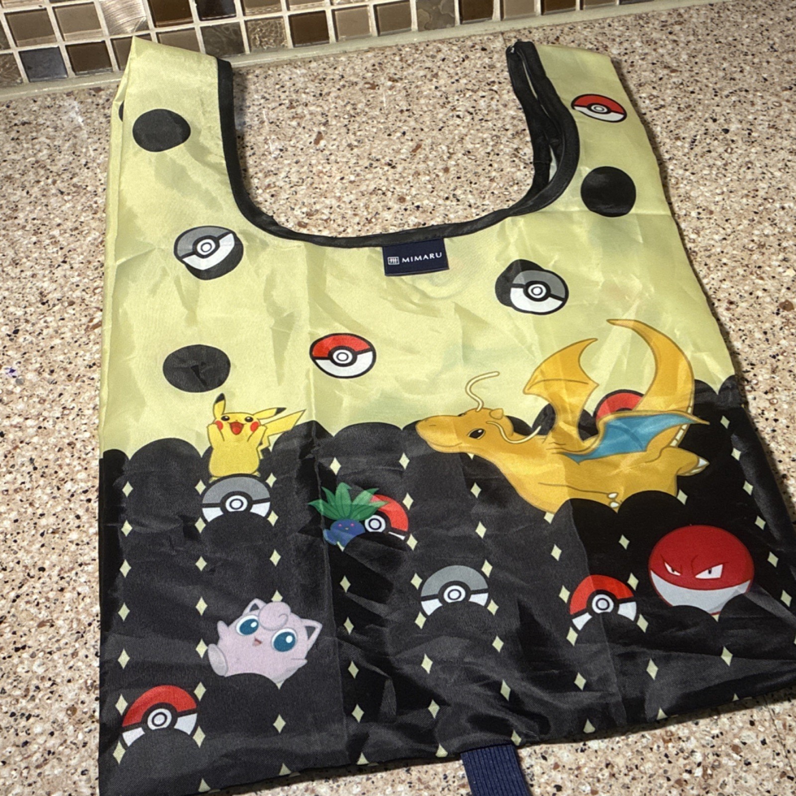 MIMARU Pokémon Foldable Shopping Bag Polyester Yellow Black Cartoon