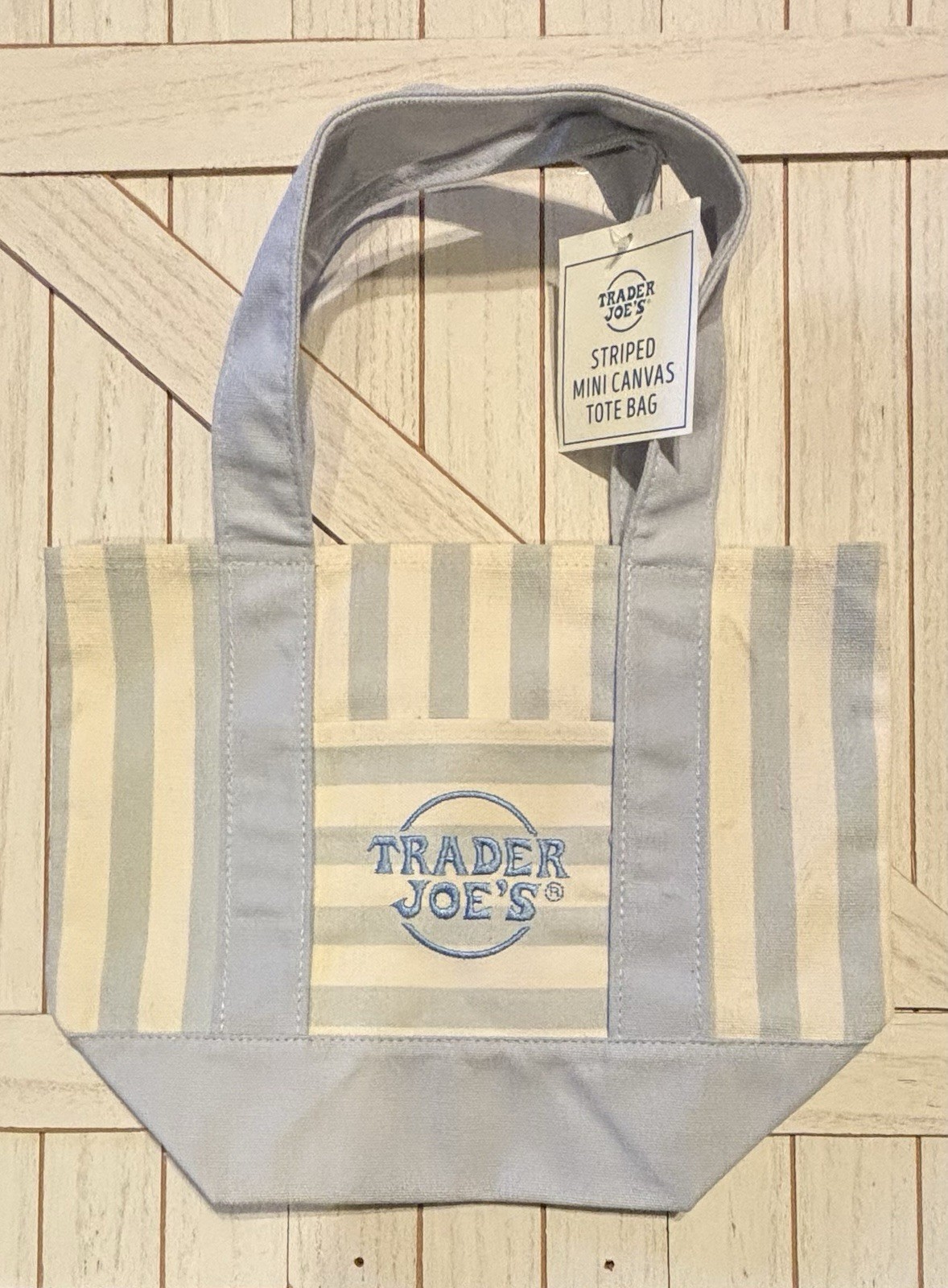 Trader Joe’s Striped Mini Canvas Tote Bag Cotton/Polyester 13x10x6 Multicolor