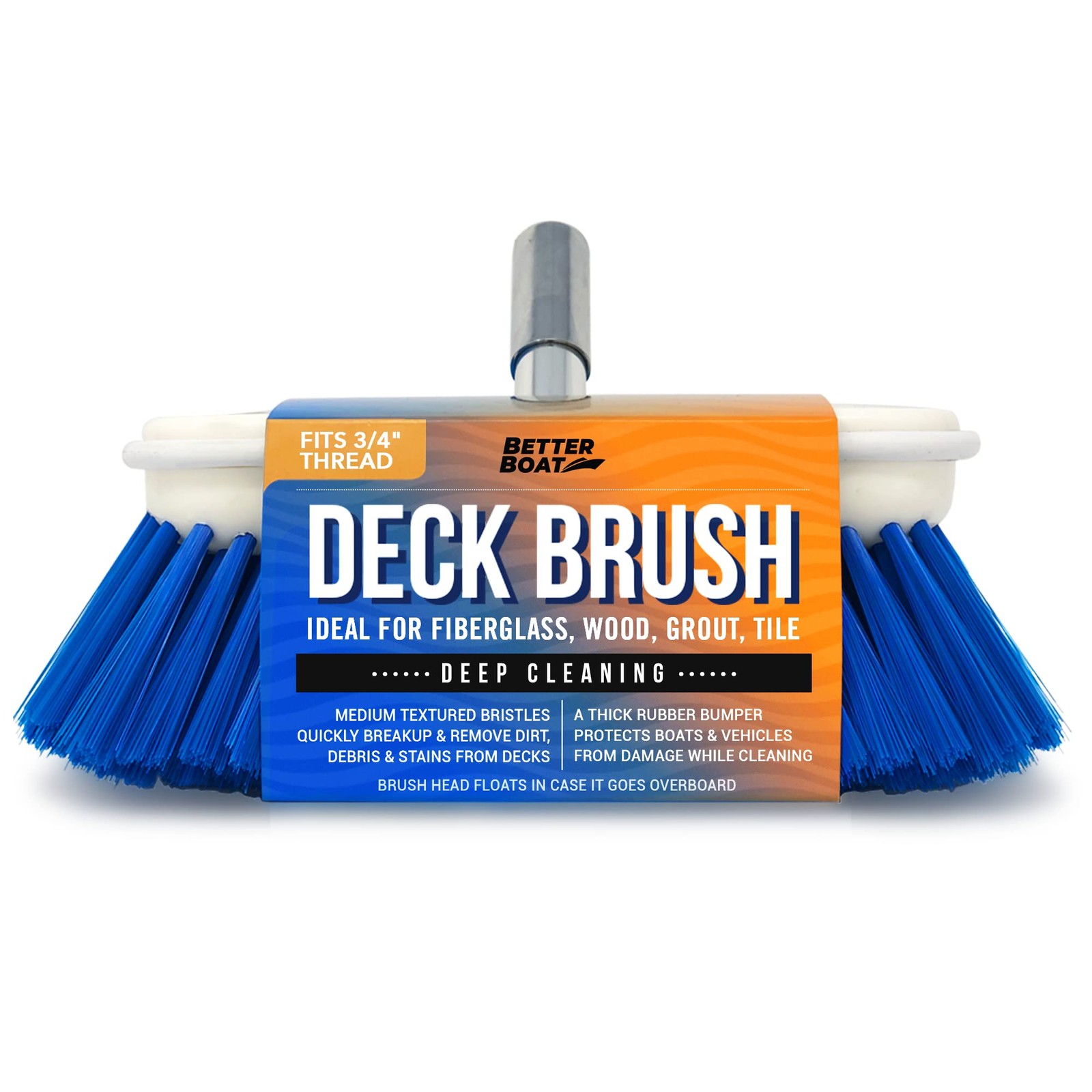 Medium Boat Deck Brush Heavy Duty & Boat Brush Head Marine Deck Brush 8″ Bristle