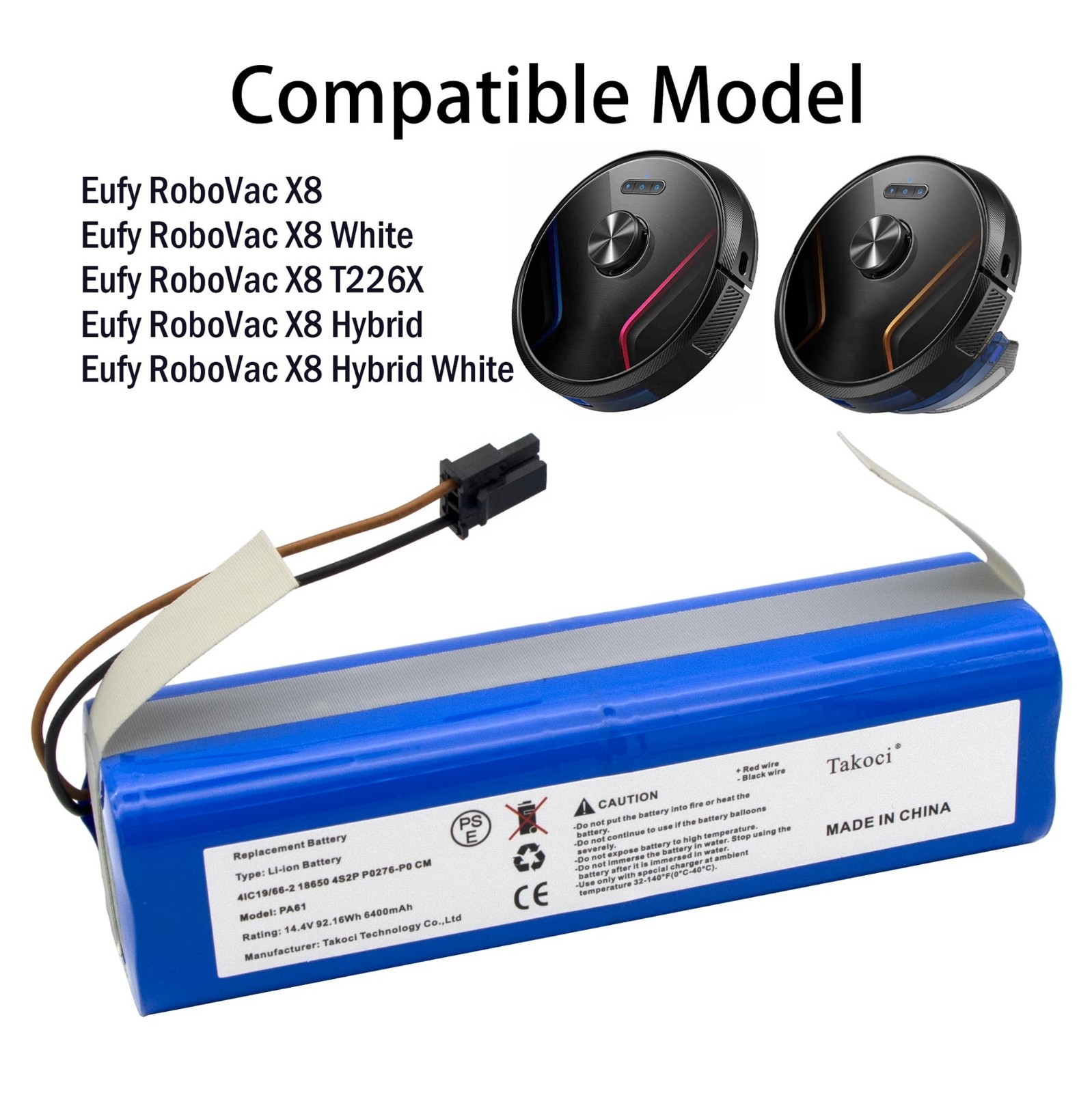 14.4V 6400mAh Li-ion Replacement Battery for Eufy RoboVac X8 Series Robot Vacuum