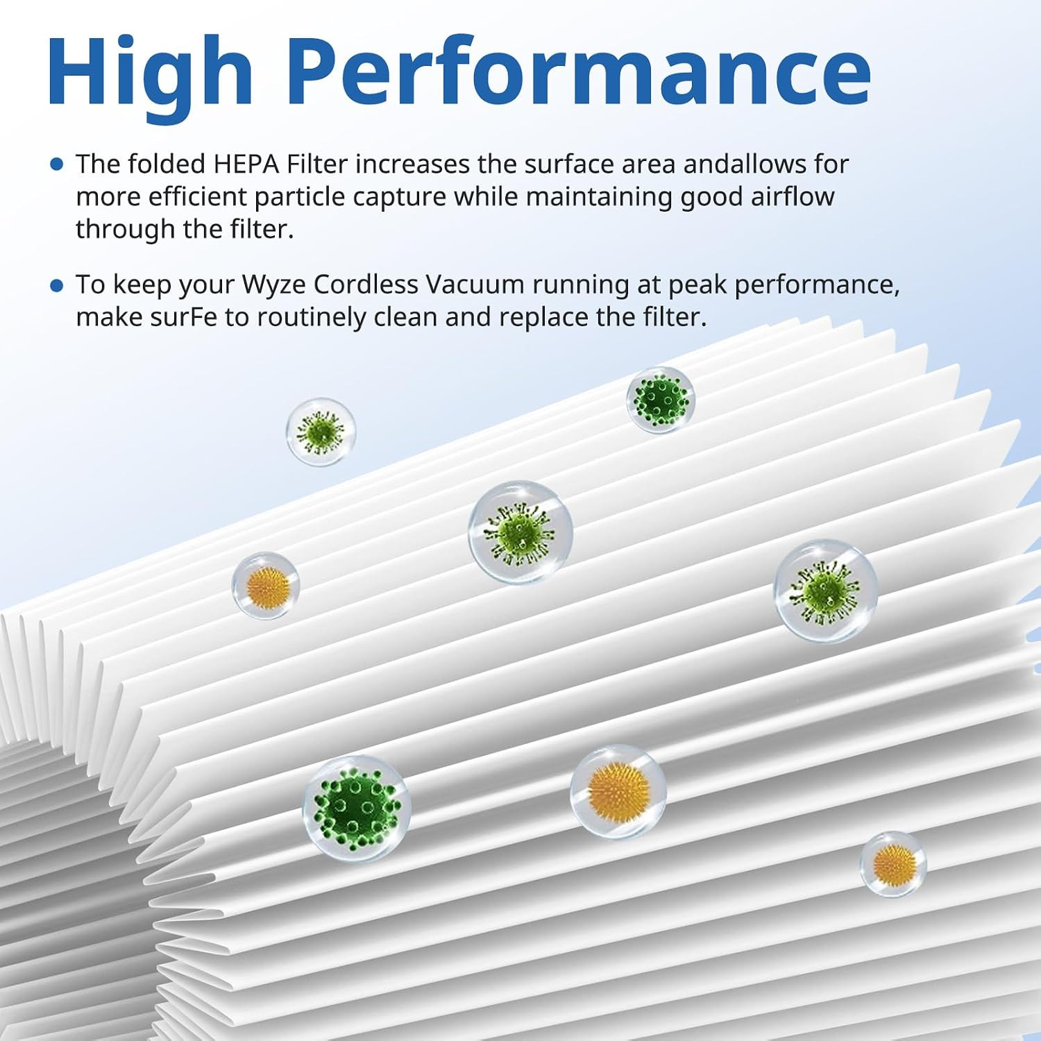 4 Pack Replacement Filters Compatiable with Wyze Cordless Vacuum Cleaner, Remova