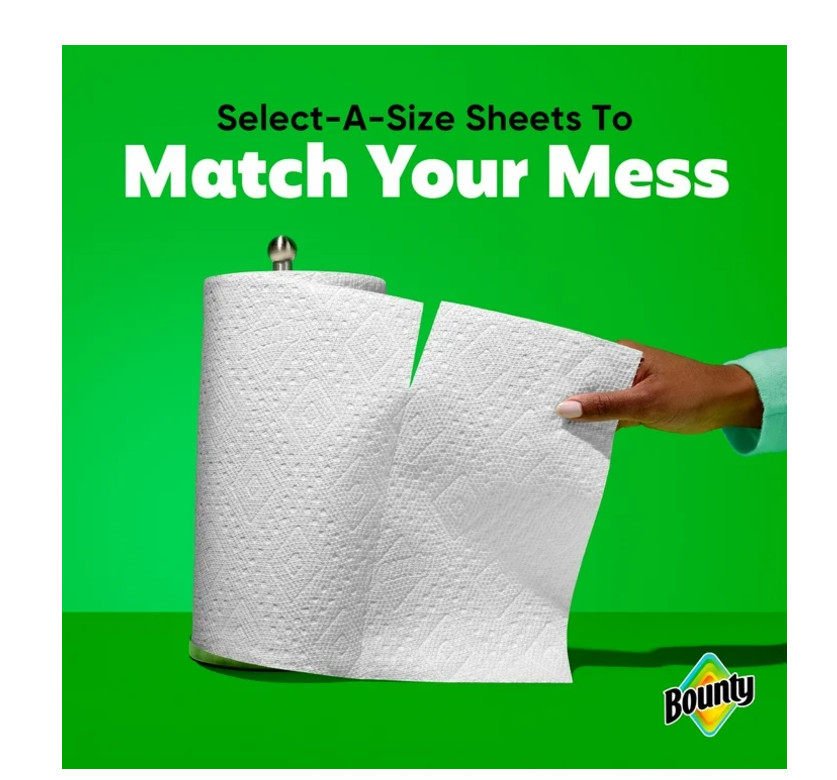 Bounty Paper Towels Select-A-Size White, 6 Triple Rolls, 123 Sheets Per Roll