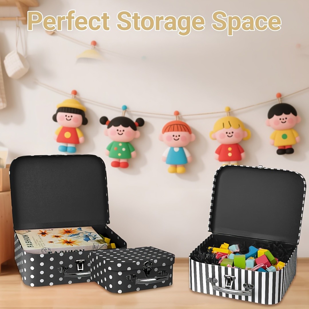 3/6 Pack Vintage Floral Dot Storage Boxes with Lids Handles