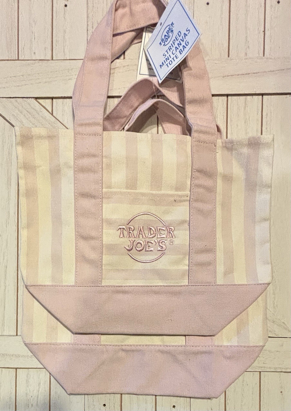 Trader Joe’s Striped Mini Canvas Tote Bag Cotton/Polyester 13x10x6 Multicolor