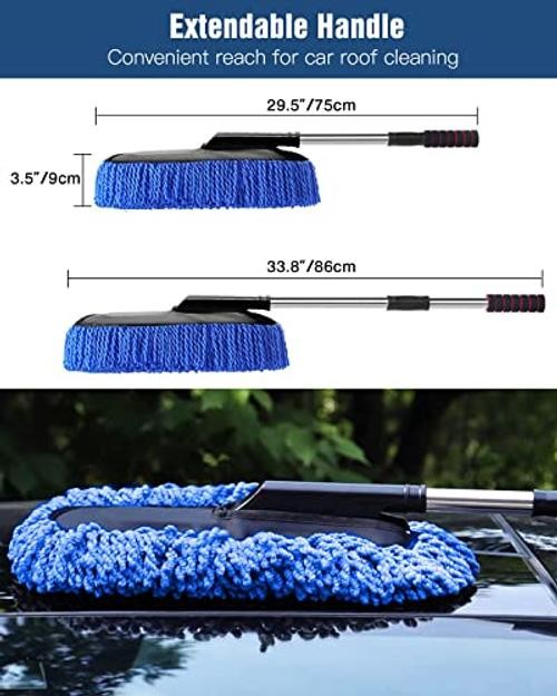Car Duster Exterior Scratch Free Microfiber Car Cleaning Brush, 1 Pack Blue