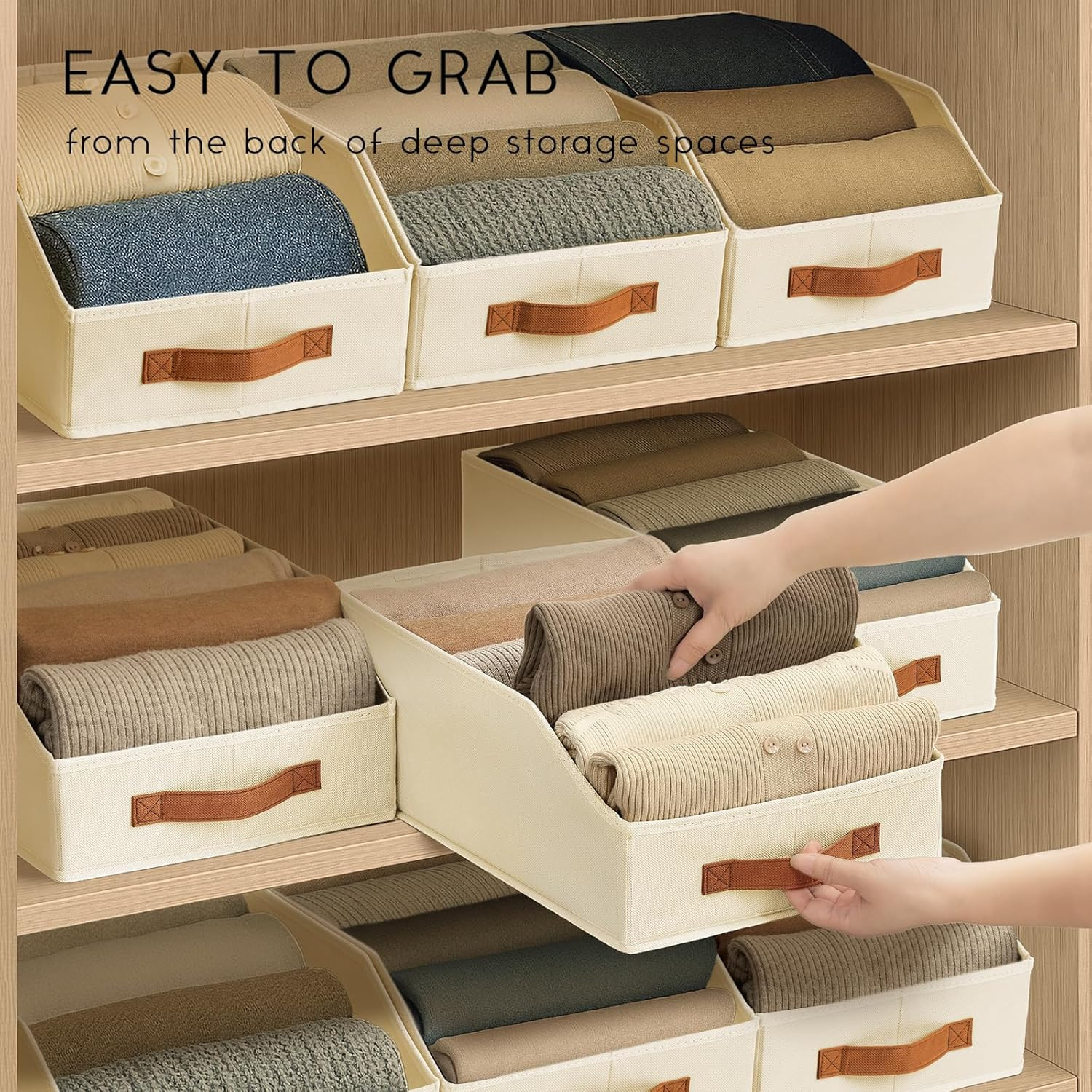 Fabric Storage Bins for Organizing – 6 Pack Large Trapezoid Collapsible Storage