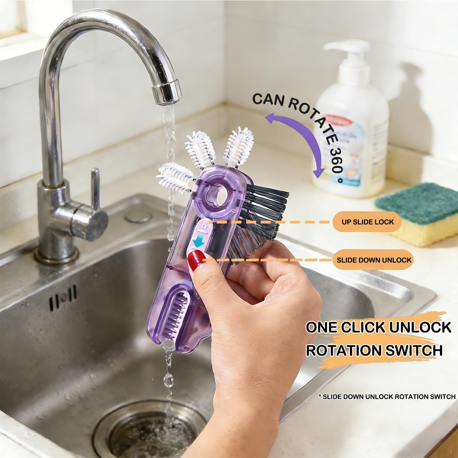 3 in 1 Cup Lid Gap Cleaning Brush Set 3 Pcs Multifunctional Bottle Cleaning Brus