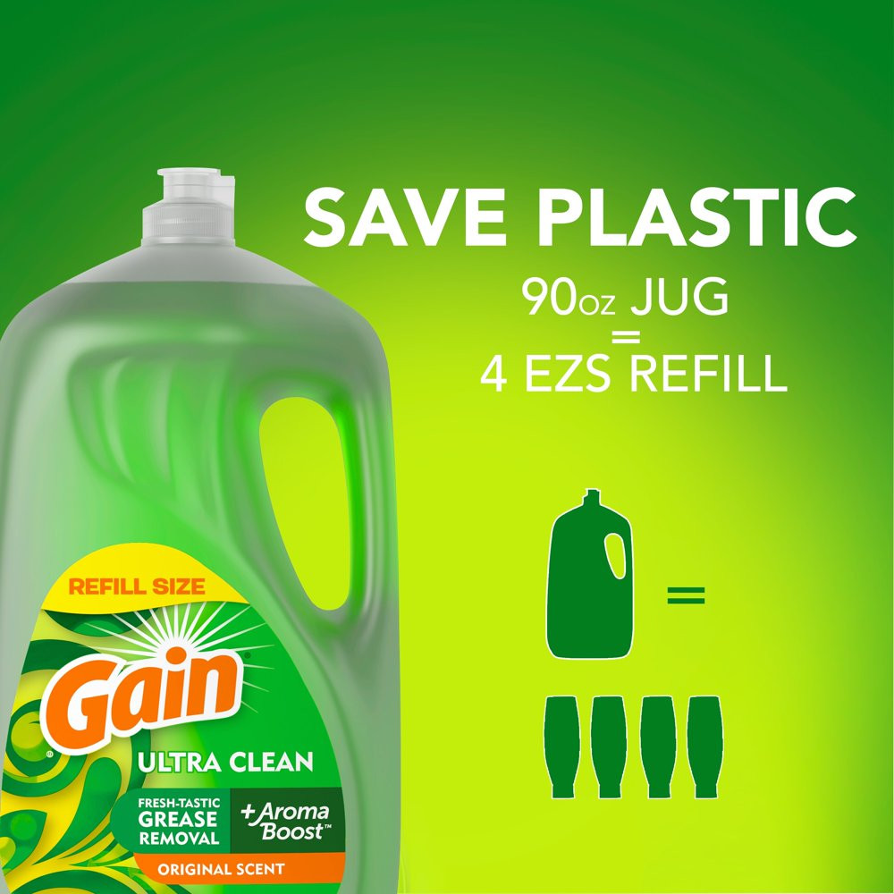 Gain Ultra Dishwashing Liquid Dish Soap, Original Scent, 90 Fl Oz