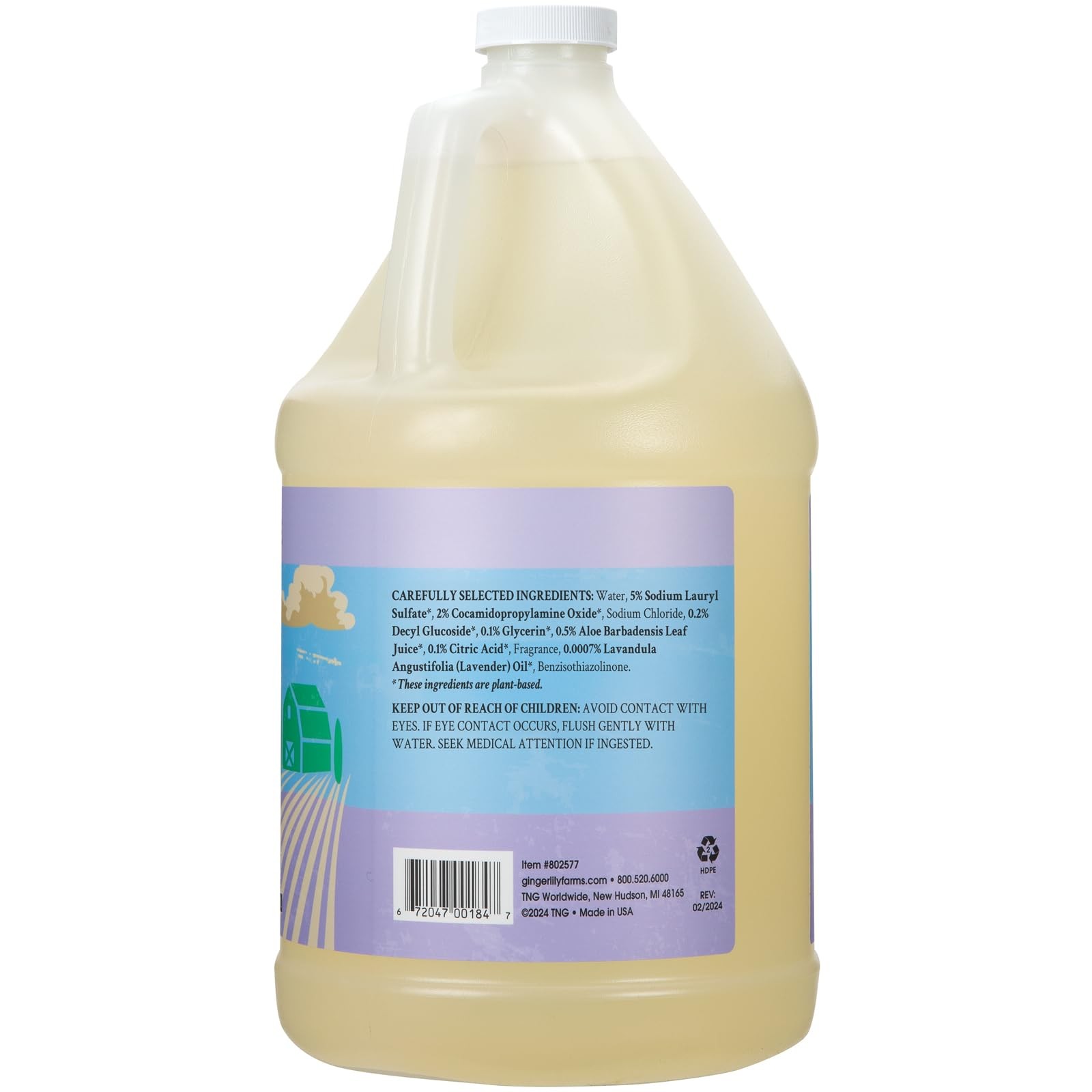 Plant Based Dish Soap 128 Fl Oz Lavender Chamomile Eco Friendly Grease Remover
