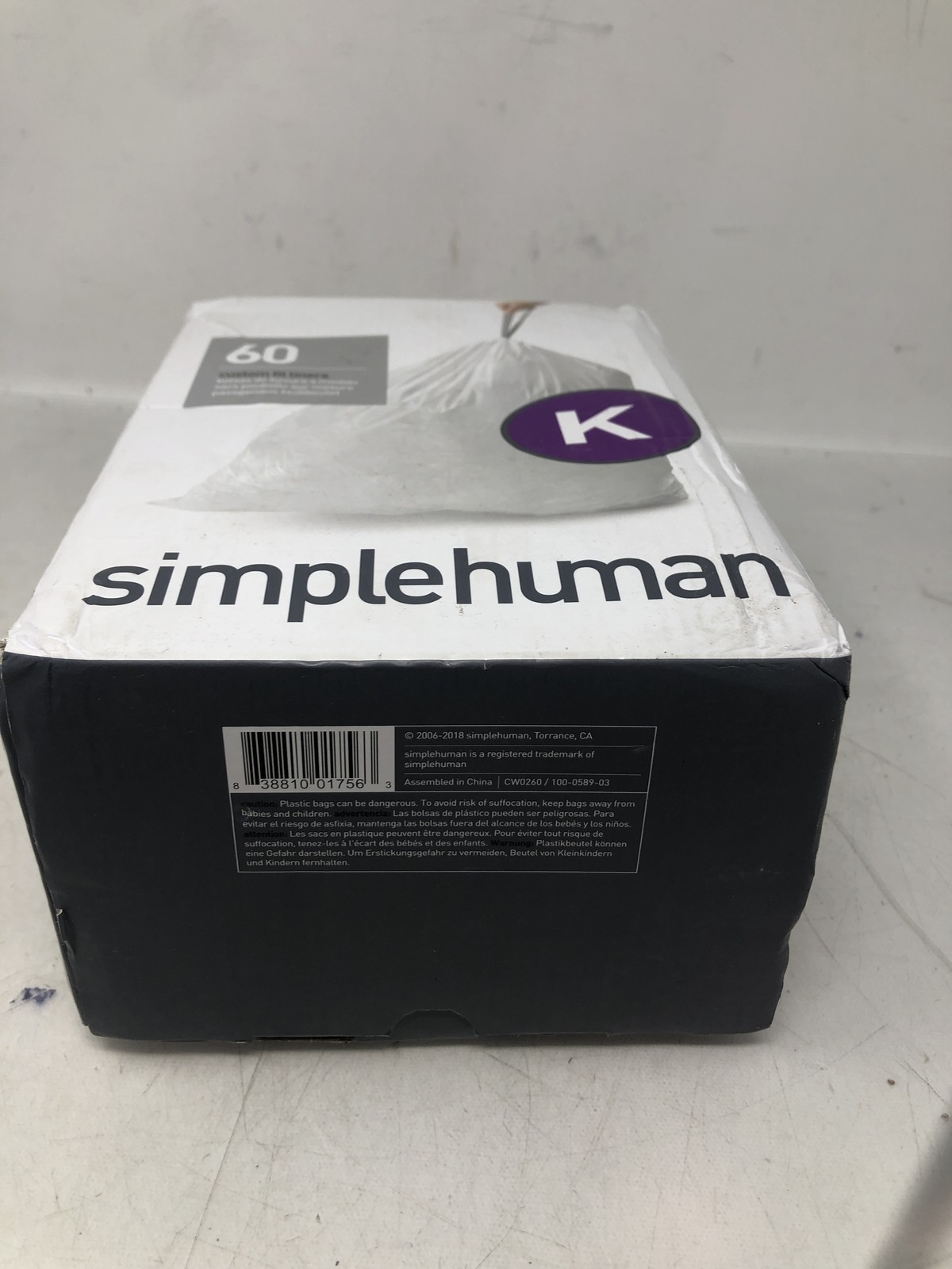 Simplehuman K 60 Count, Dispenser, Drawstring Trash Bags, 35-45 Liter 9.3-11.9G