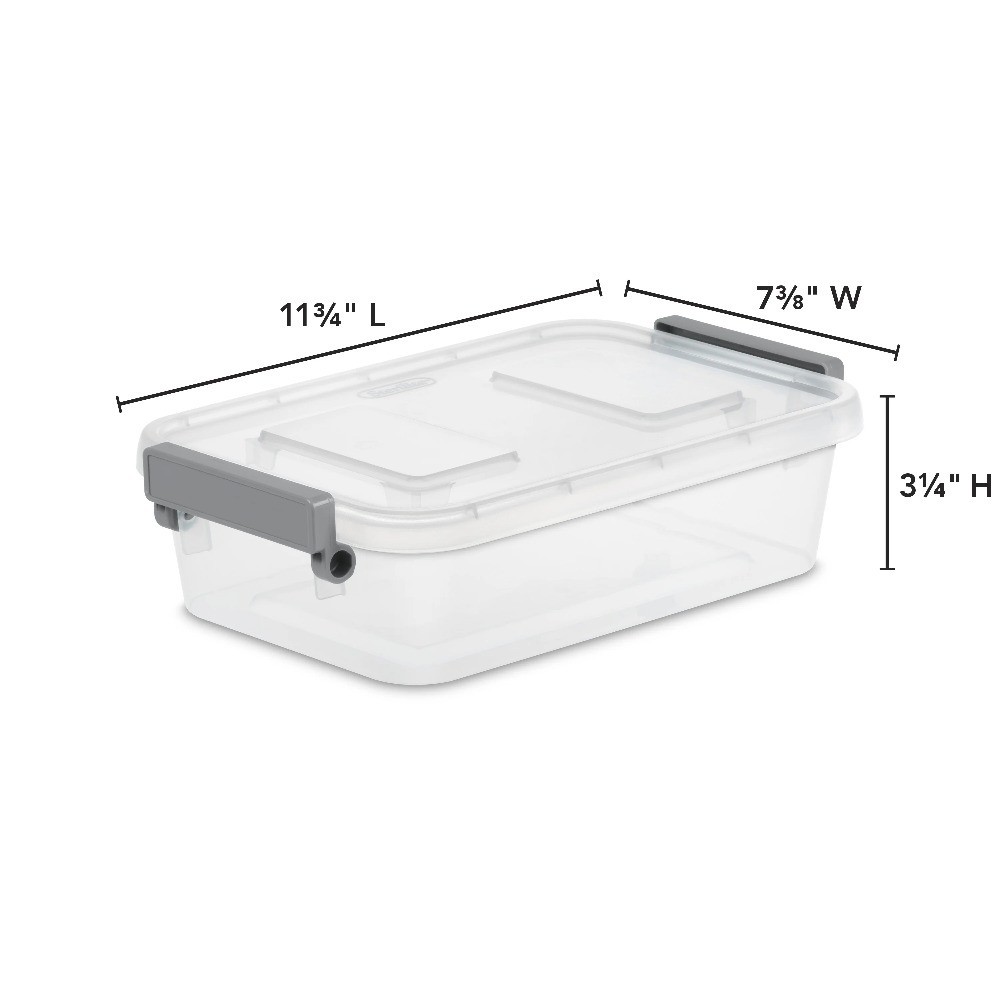 2-Pack Modular 2.7 Quart Latching Storage Bins with Write-On Lid, Clear Plastic