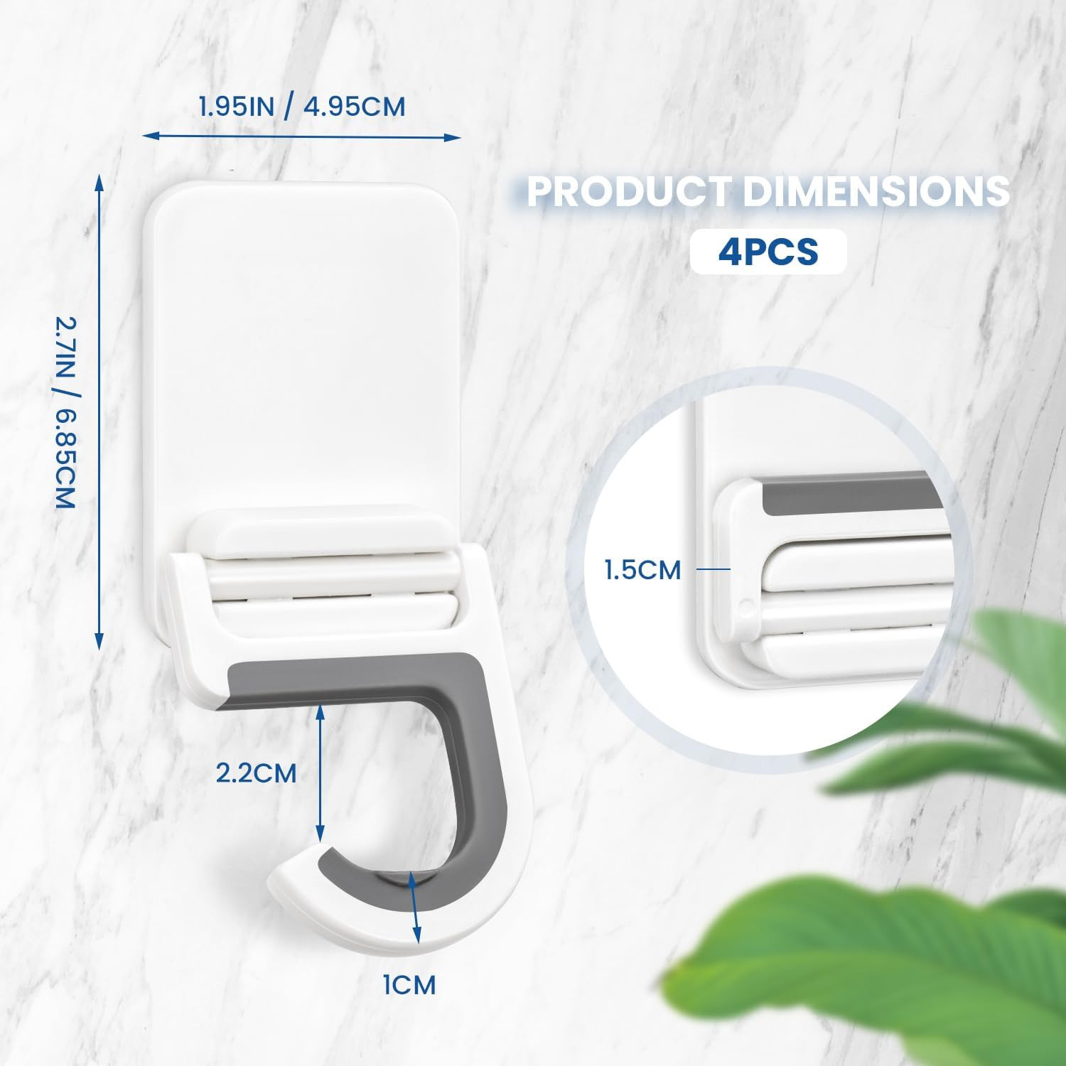 4-Pack Wall Mount Mop & Broom Holder Self-Adhesive Anti-Slip Storage Hooks