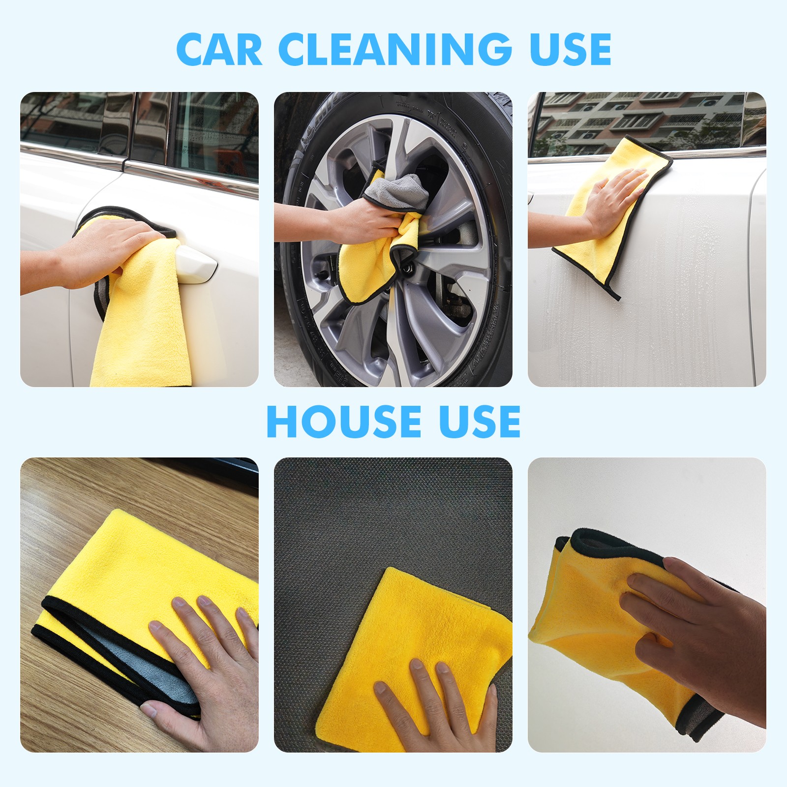 Car Wash Towel Microfiber Plush Cleaning Drying Cloth Car Care Cloth Resuable