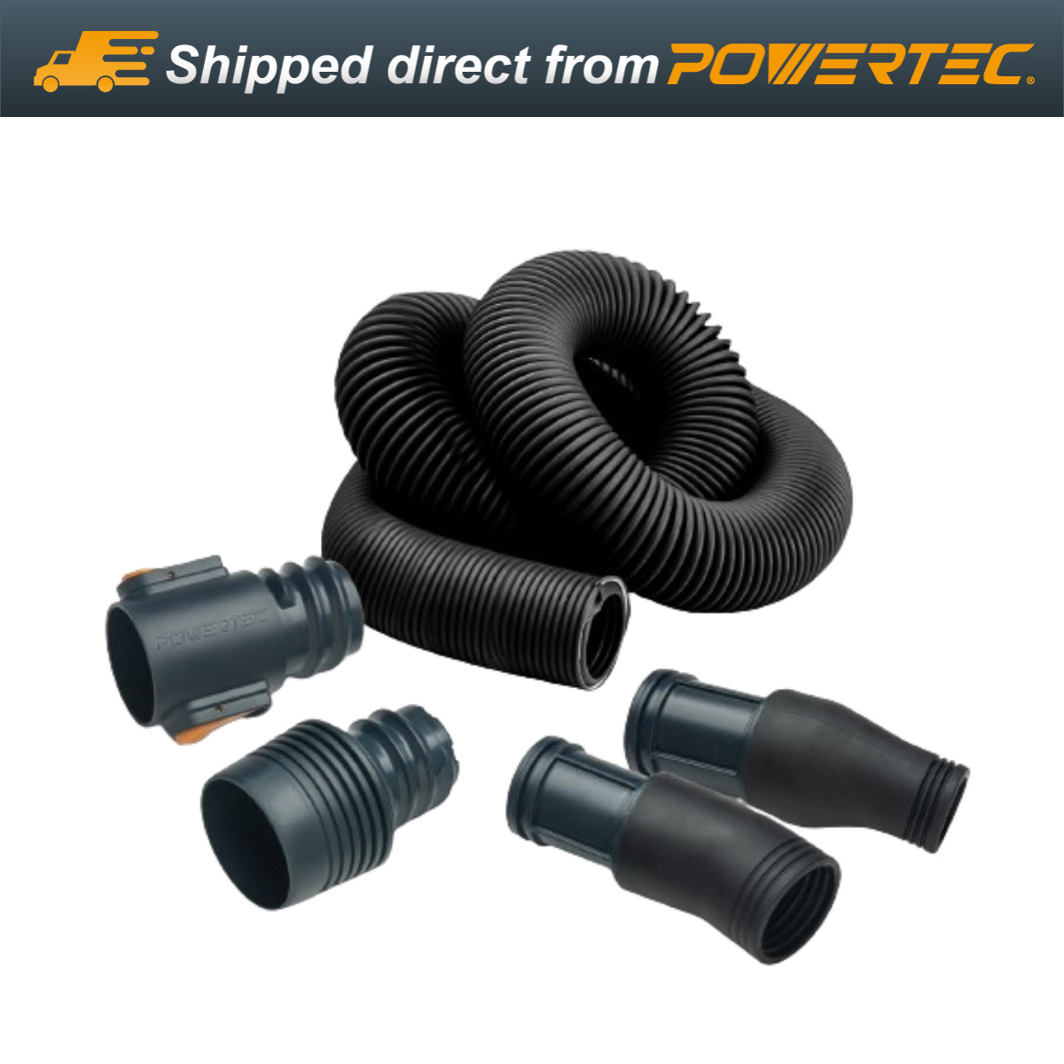 POWERTEC 70355 Dust Collection Hose Kit, 10′ Hose, Connector, and Fittings