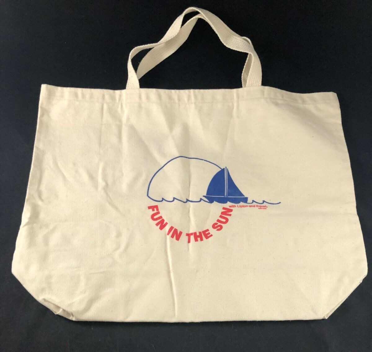 Lipton Tea Canvas Tote Bag Fun In The Sun with Sailboat Shopping / Beach Bag