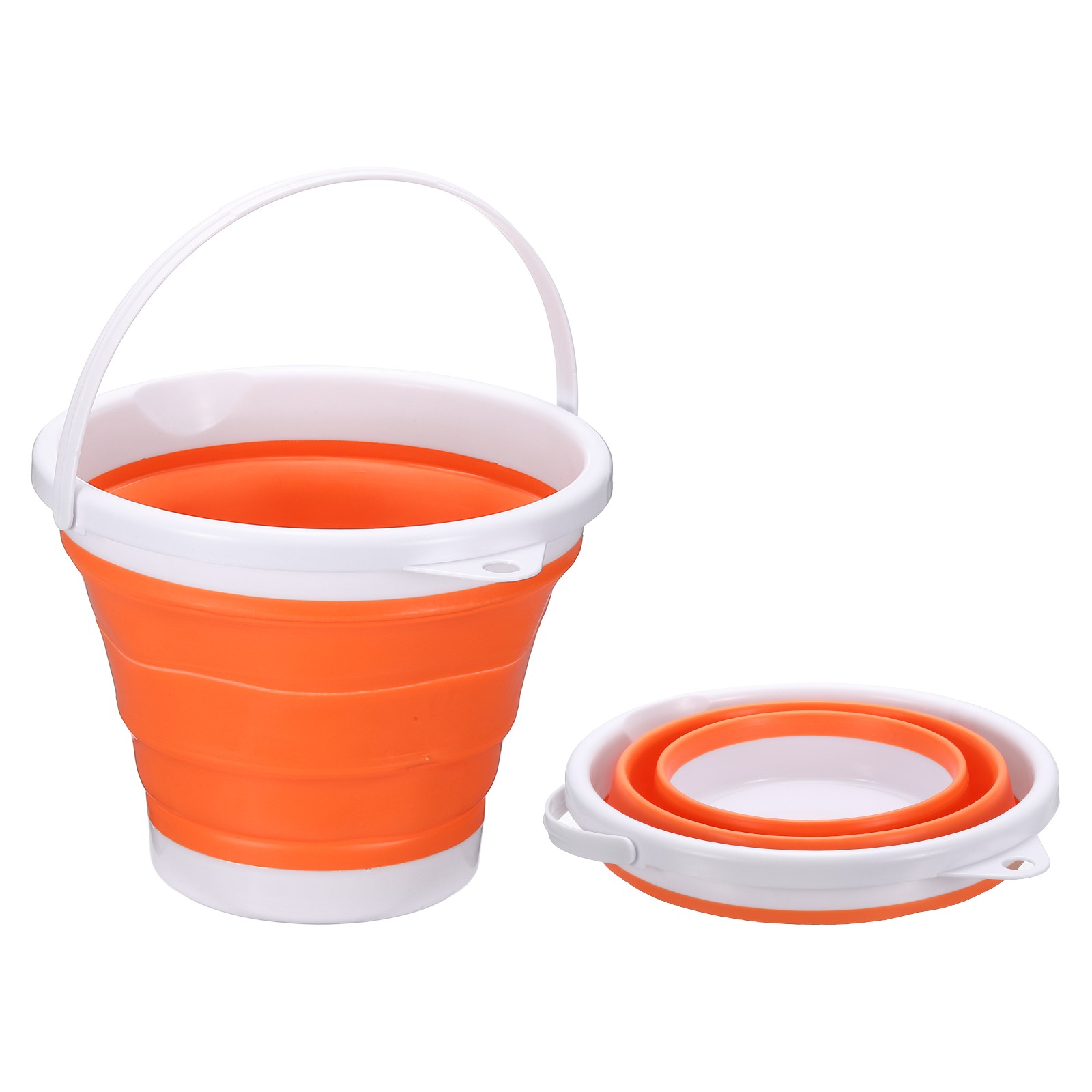 Collapsible Bucket 1.3 Gallon (5L) Small Foldable Bucket with Handle Orange