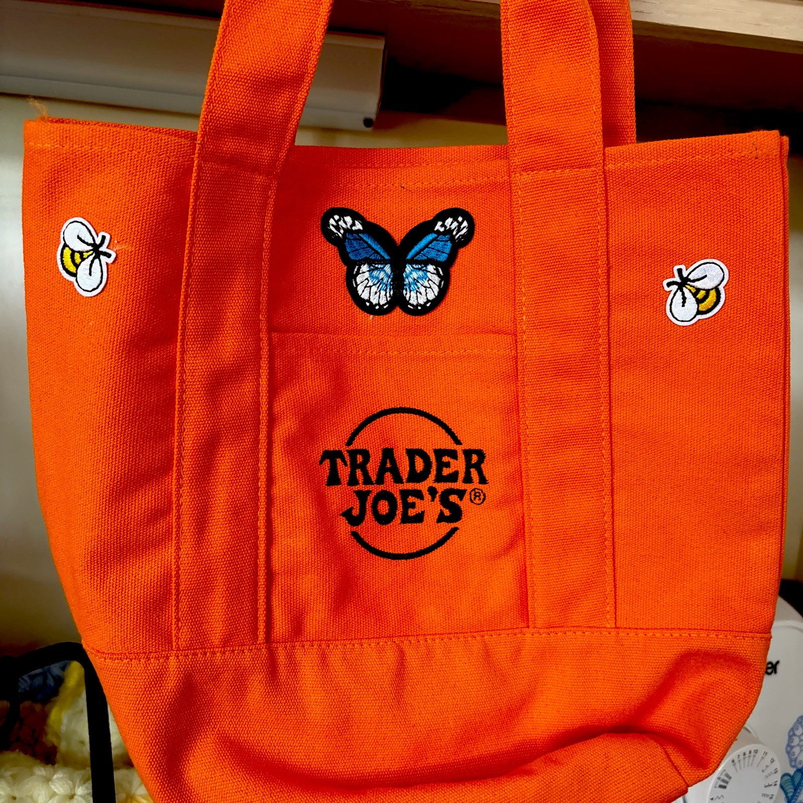 Trader Joe’s One Mini Bag Embroidery 2 Pretty Butterfly 🦋 4 Honeybee 🐝